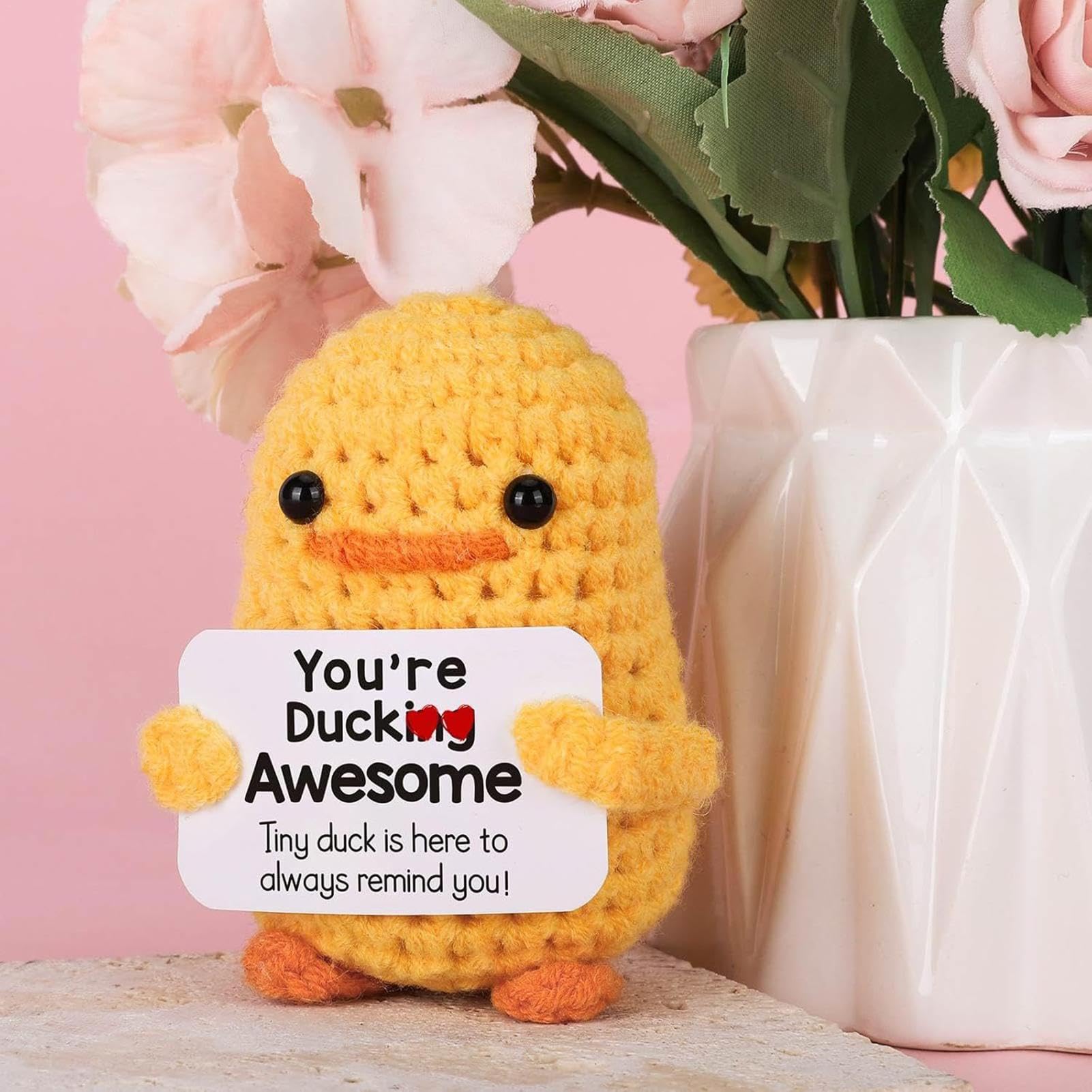 Canard Au Crochet Main En Laine - Peluche Mignon 5x7,5 Cm, Soutien Émotionnel, Décoration Maison