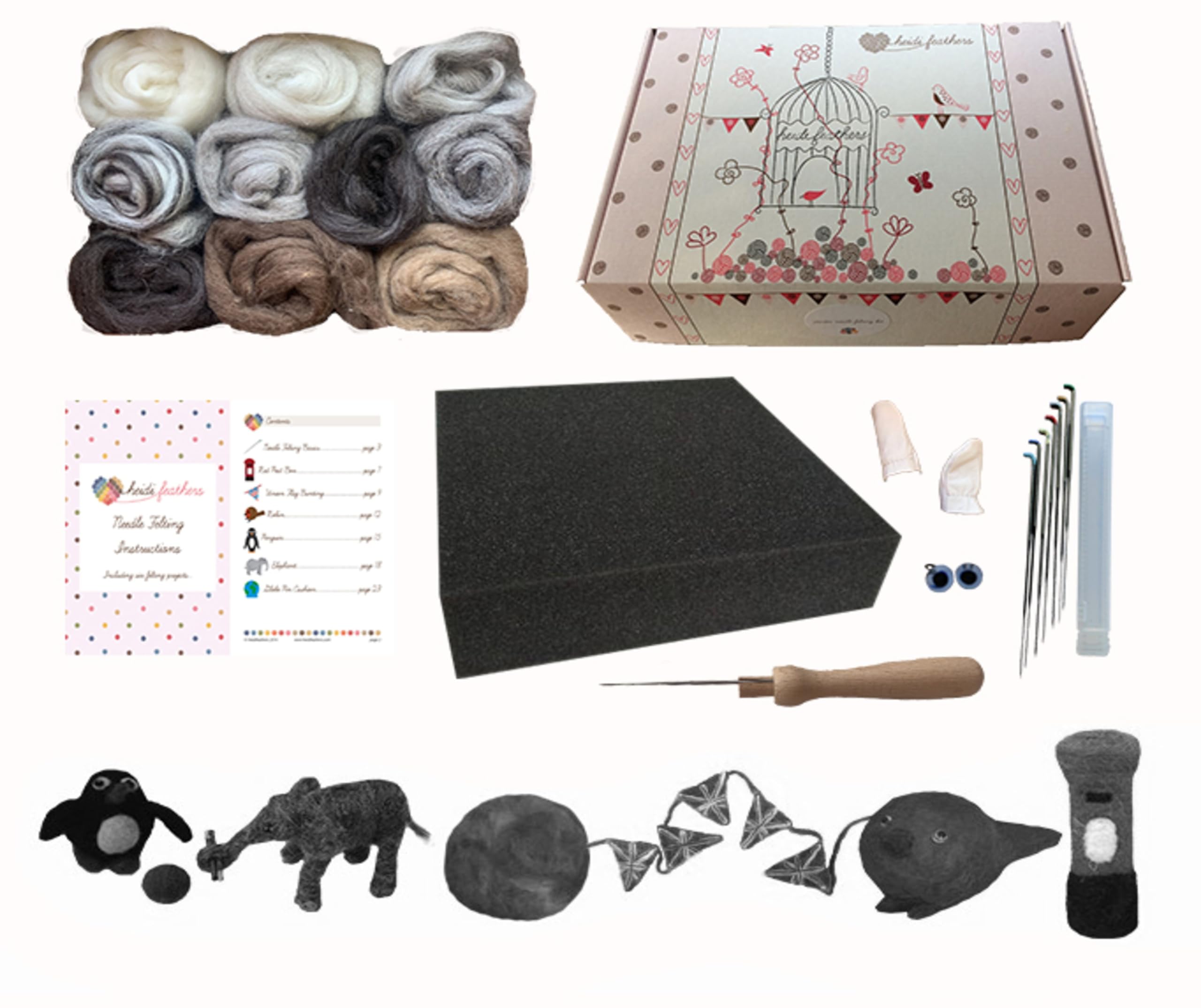 Heidifeathers Animals Mix Heidifeathers® Boxed Needle Felting Starter Kit - Natural Wool