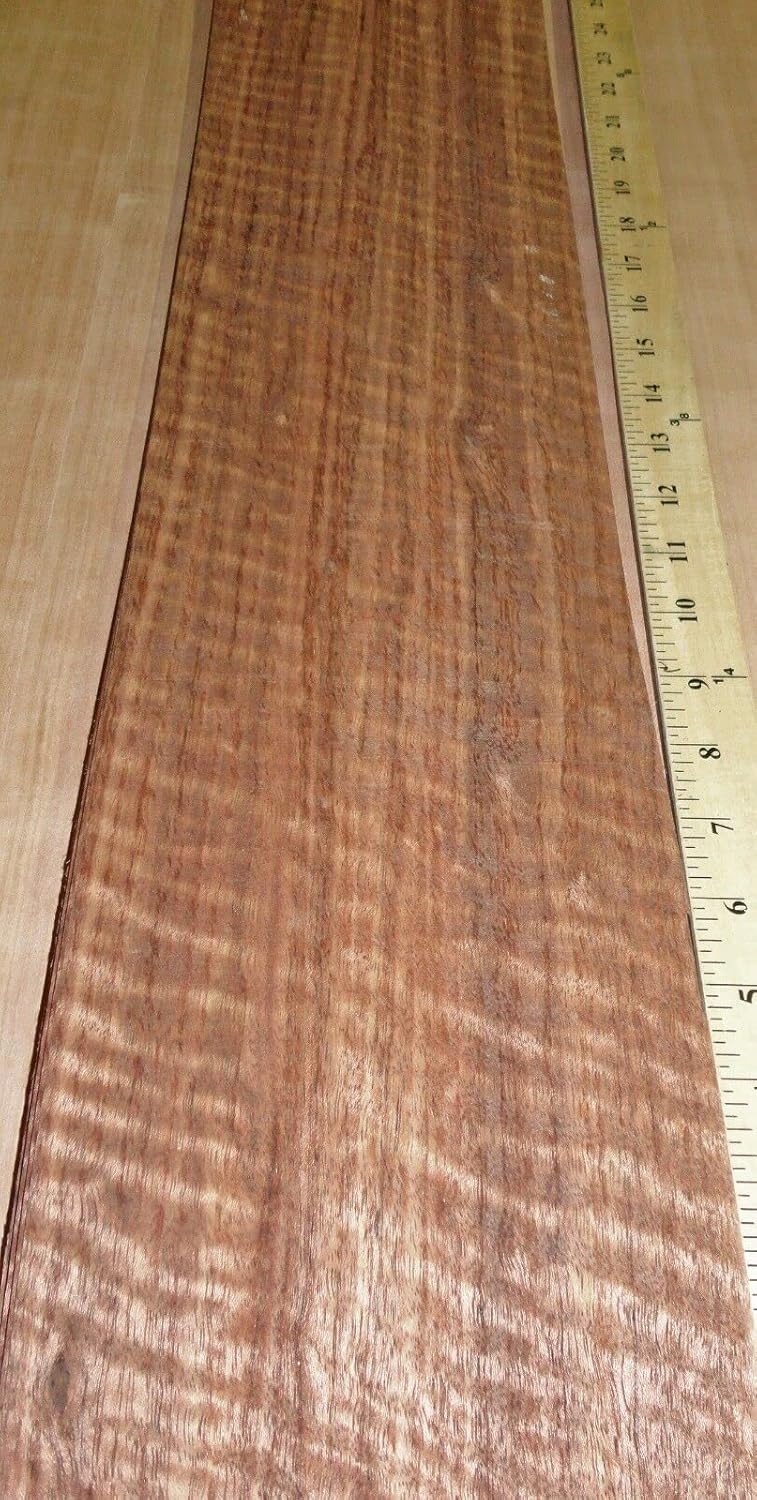 Etimoe Figured Wood Veneer 6" x 36" raw no Backing 1/42" Thickness AA Grade