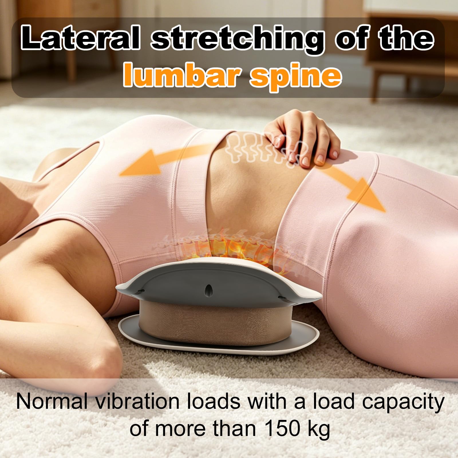 5 en 1 Appareil de Massage Lombaire électrique, 3 Niveaux Appareil de Massage Dorsal Sans Fil avec Traction 26°par Airbag, Compresse Chaude, Electrothérapie EMS à 6 Niveaux, Vibrations
