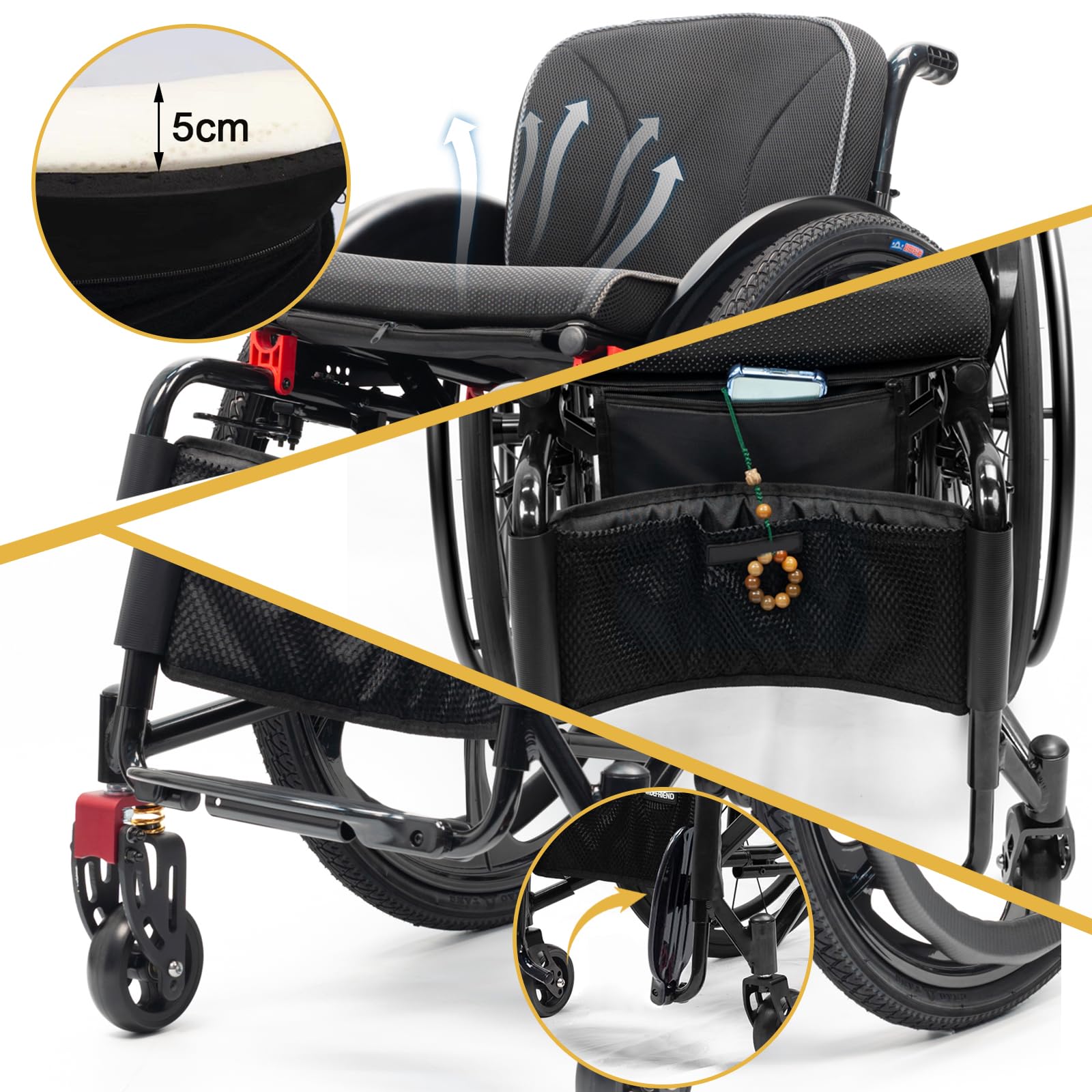 Amazon | 26インチ車輪のスポーツレジャー車椅子、スポーツ大人自走式
