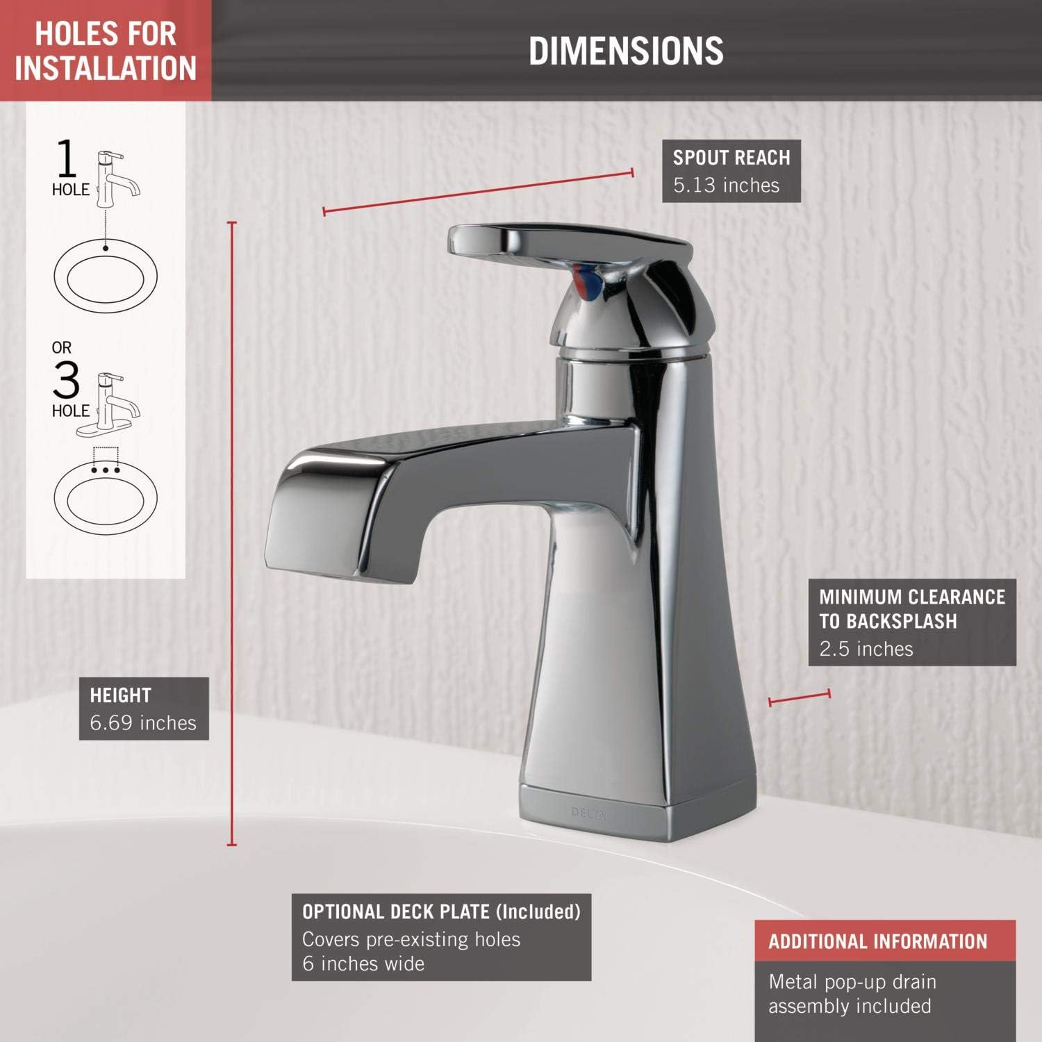 Suреr Bіg Clеаrаnсе! Delta Faucet Ashlyn Single Hole Bathroom Faucet, Single Handle Bathroom Faucet Chrome, Bathroom Sink Faucet, Diamond Seal Technology, Drain Assembly, Chrome 564-MPU-DST