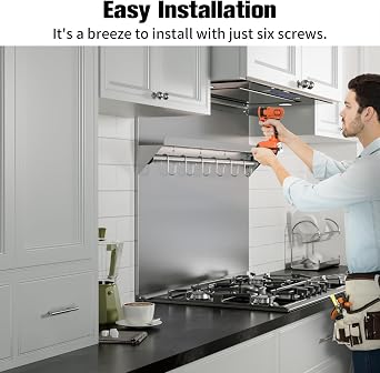 IKTCH 30 Range Hood Insert & Stainless Steel Backsplash, 900 CFM Ducted/Ductless Range Hood with 4 Speed Fan, Stainless Steel & White Tempered Glass Range Hood 30 inch Gesture Sensing&Touch Control