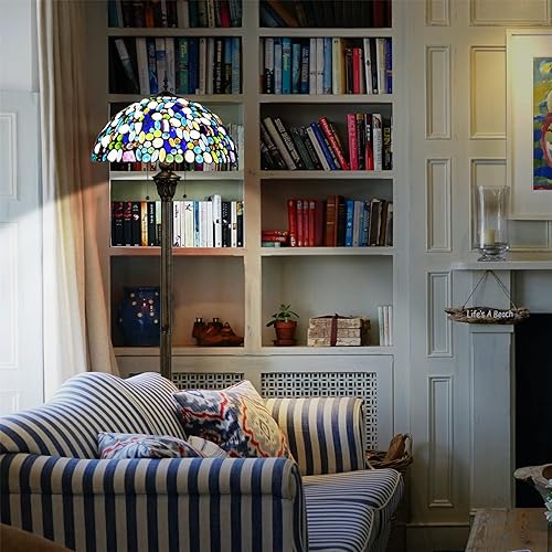 Miniatura 3 de Tiffany - Lámpara de pie estilo Tiffany con carcasa natural y amatista, 70 pulgadas de alto, luz de lectura de pie Tiffany antigua para esquina,