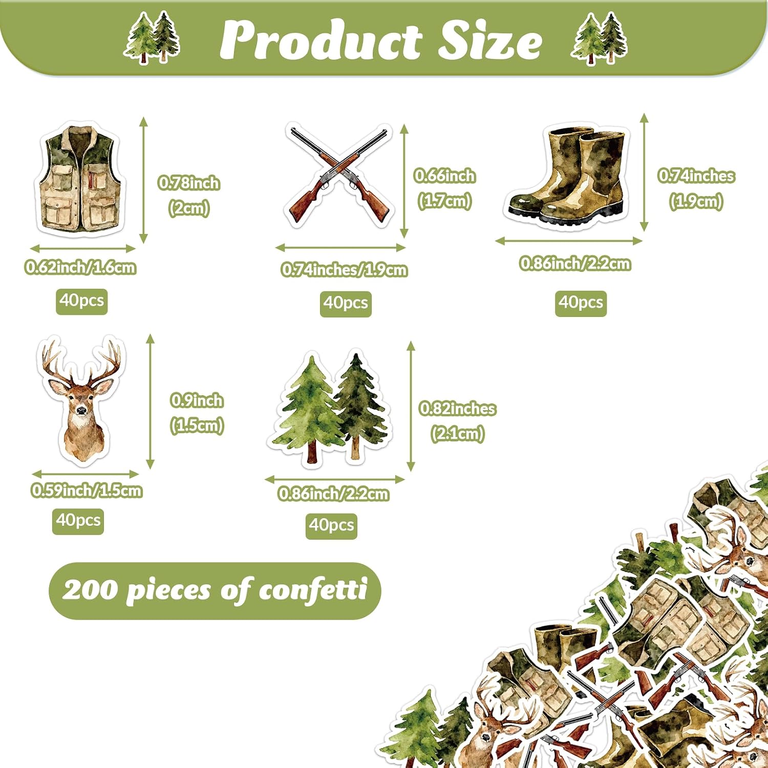 200Pcs Deer Hunting Theme Confetti A Little Hunter Is on the Way Baby Shower Decorations Camo and Hunting Table Decor for Hunting Theme Birthday Baby Shower Gender Reveal Party Supplies