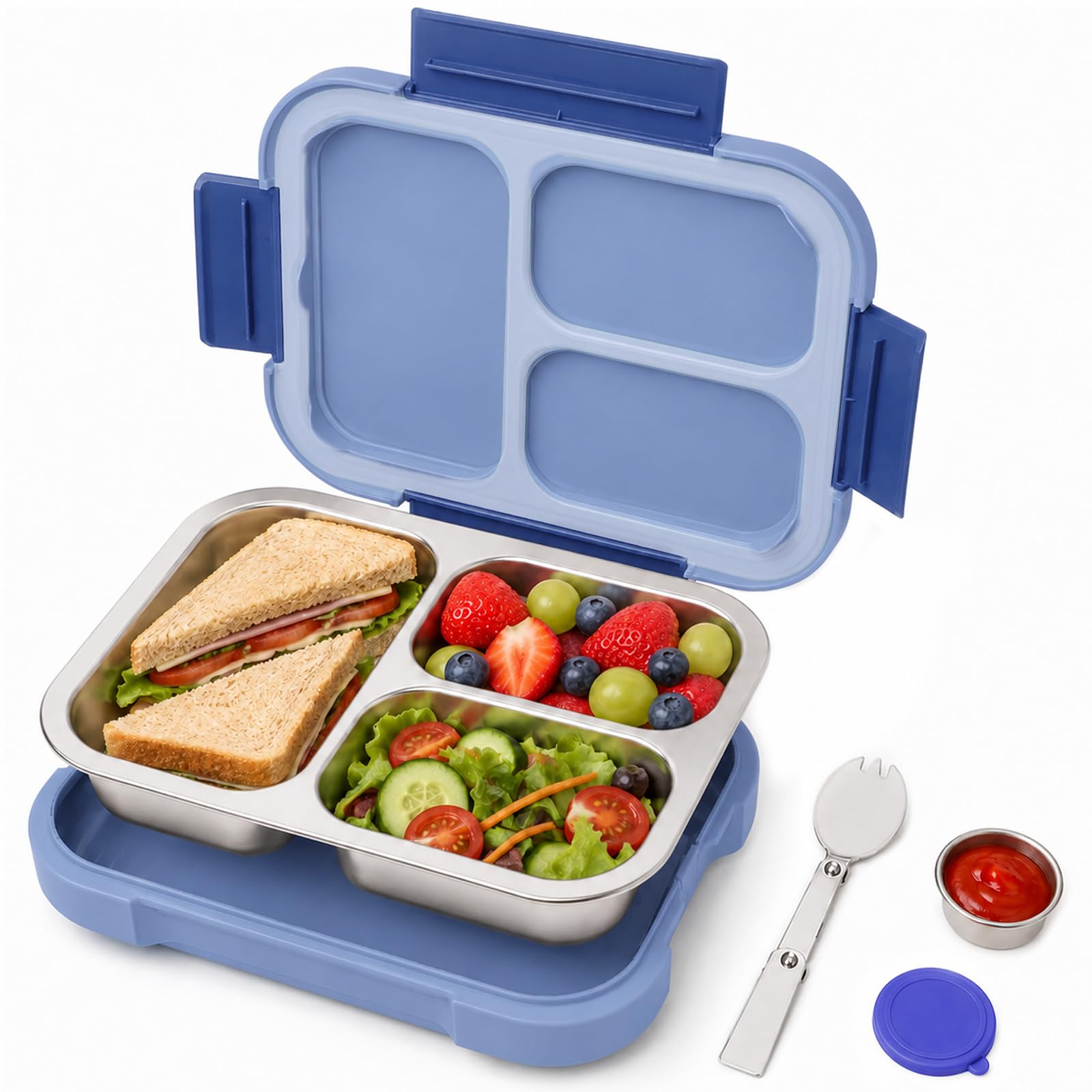 Bugucat Boîte à déjeuner Bento étanche en acier inoxydable pour adultes