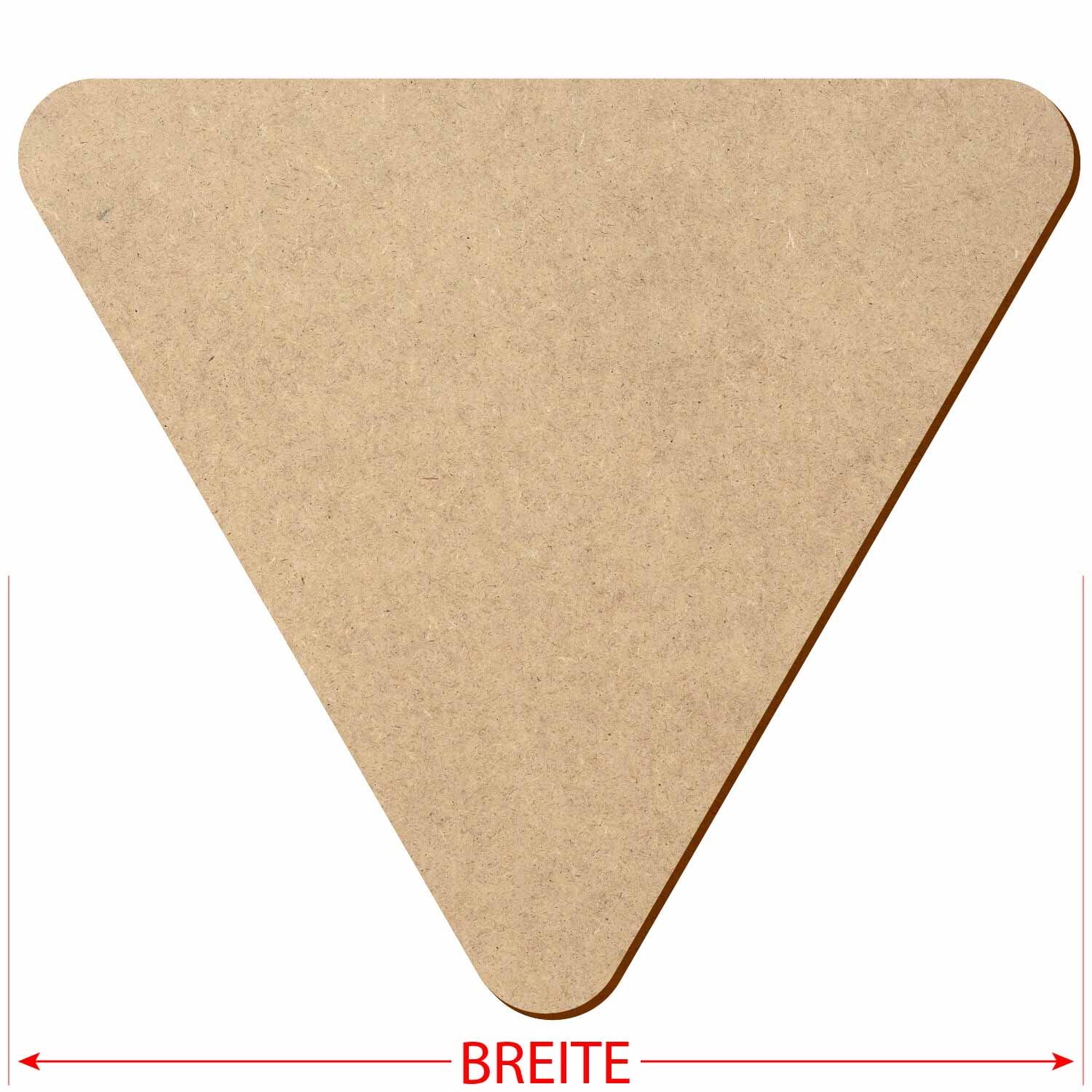 Triángulo de madera MDF con esquinas redondeadas, decoración artesanal, 5-50 cm, paquete con 10 unidades, ancho: 33 cm