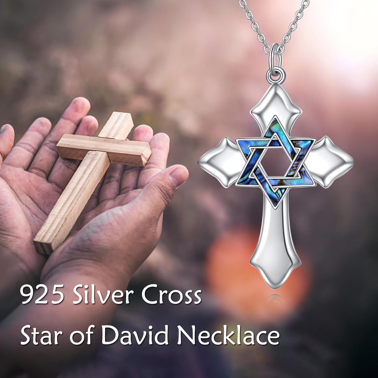 AXELUNA Star of David Necklace Sterling Silver Butterfly Magnetic Folding Hexagram Pendant Necklace Jewellery for Women - Image 6