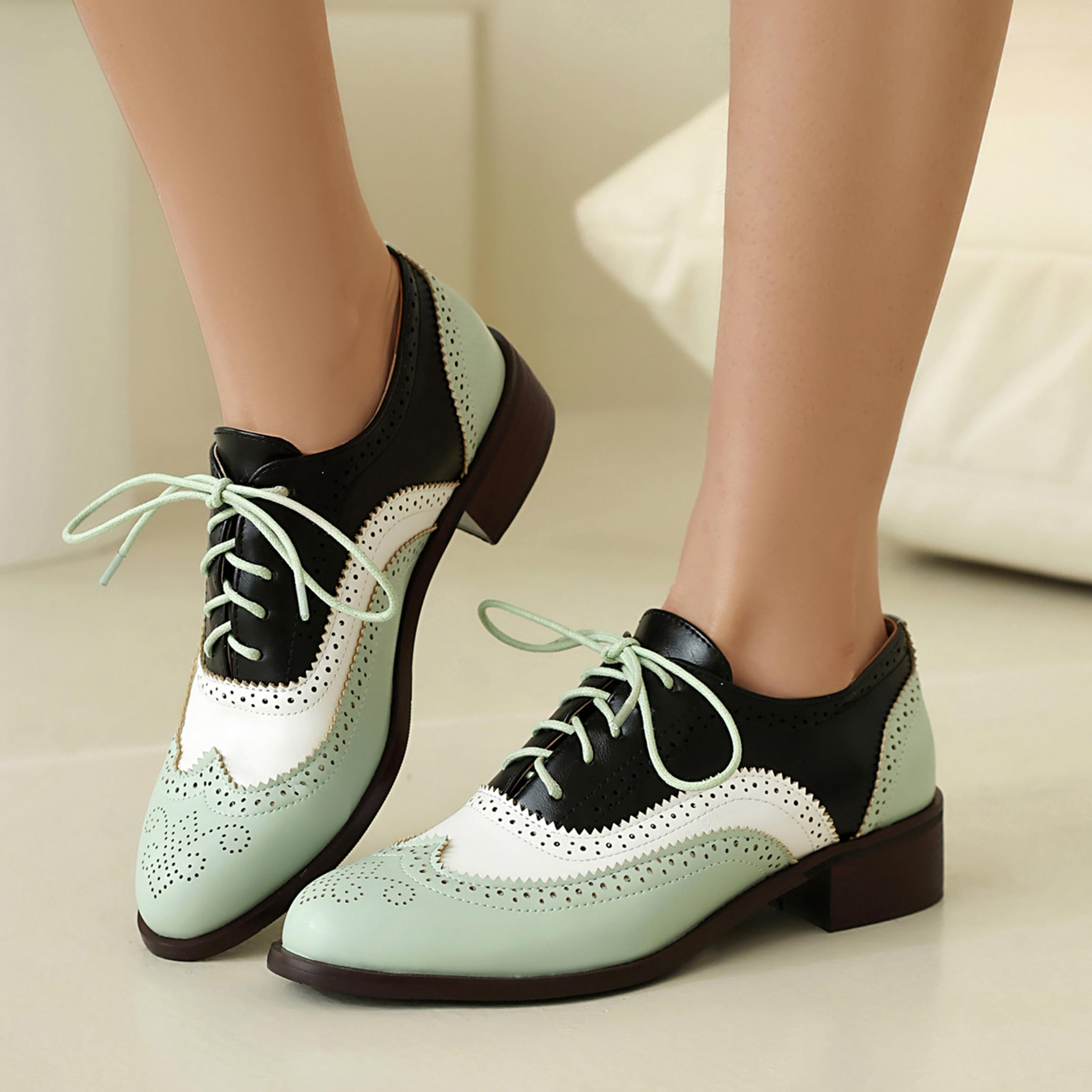 Brogue Derby Damen Schnüren Low Blockabsatz Männer Arbeit Schuhe