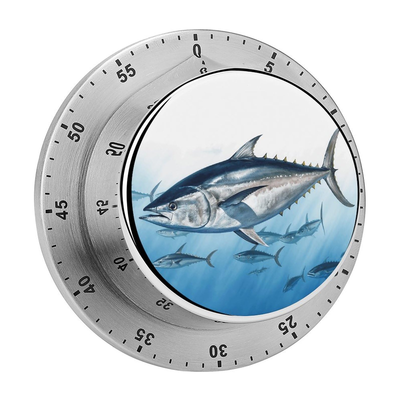 Bluefin Tuna Thunnus Timers Magnetic 60 Minute Kitchen Timers Mechanical Wind Up Timer Manual with Loud Alarm Stainless Steel Body Chef Clock Easy for Cooking Baking