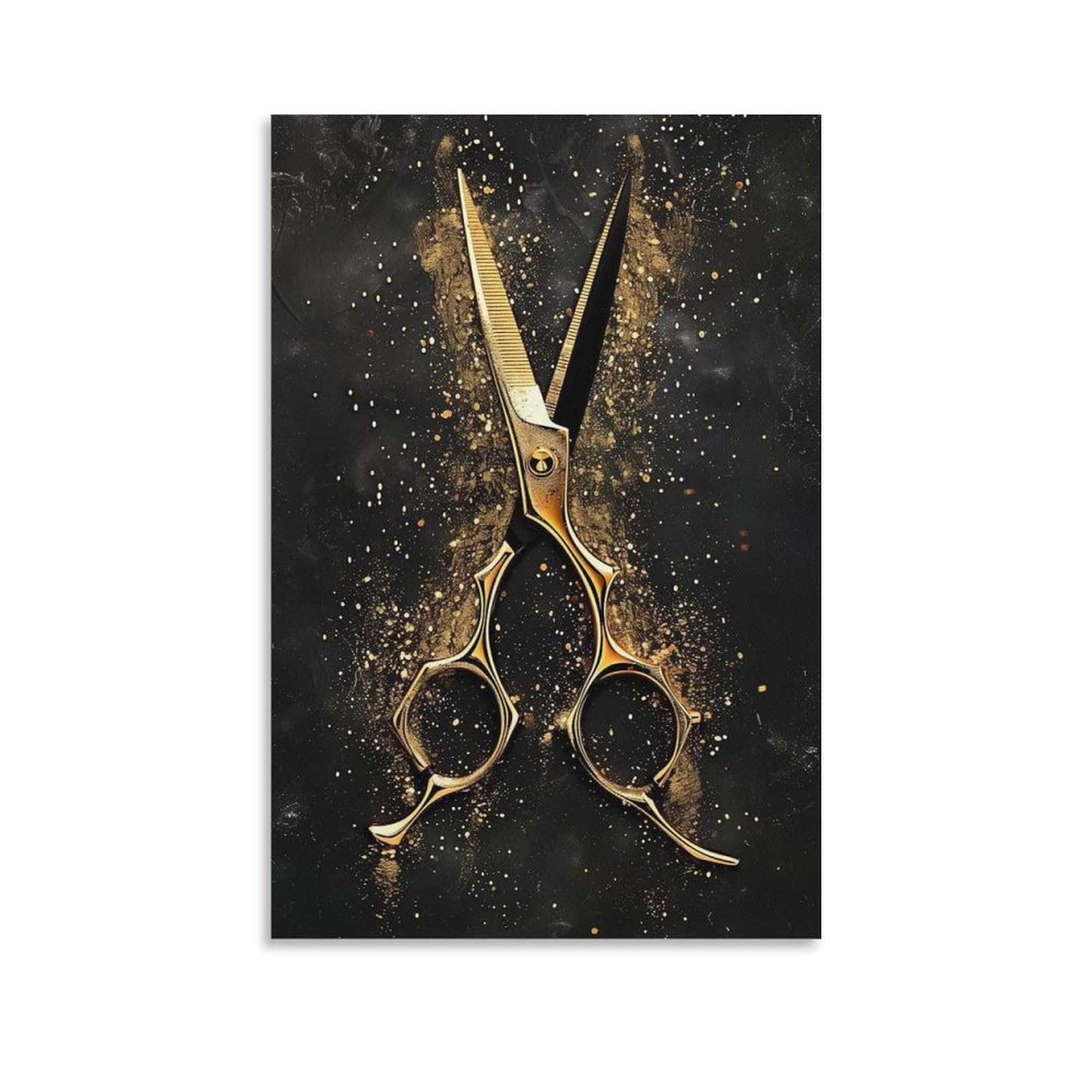 Arte De Pared Para Peluquería, Cuadros De Barbería, Lienzo Negro Y Dorado, Decoración De Pared, Herramientas De Corte De Pelo, Pintura De Moda Poster Cool Artworks Painting Wall Art Canvas Prints Hang