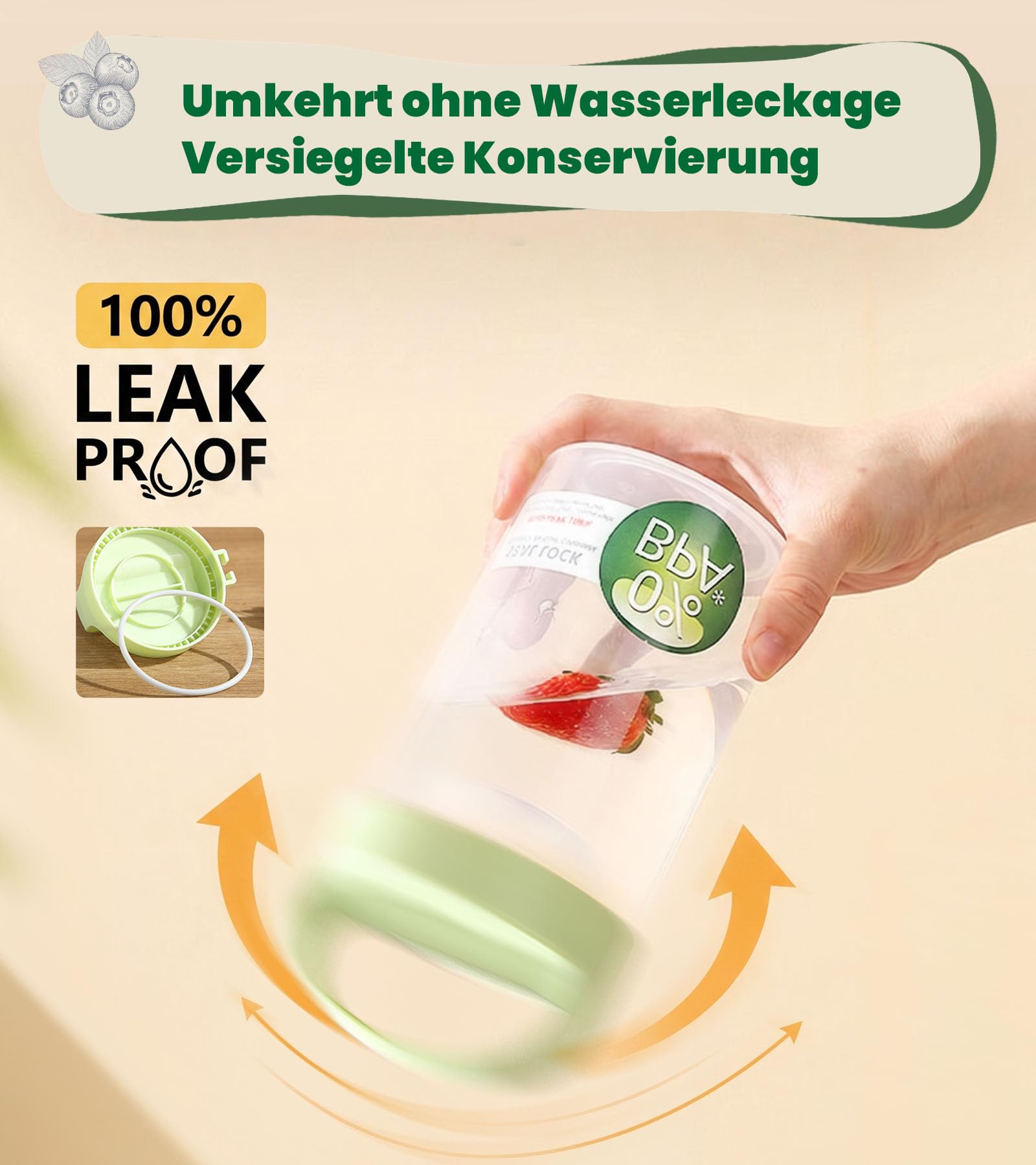 Ugotit Müslibecher to Go, Joghurtbecher to Go mit Löffel & kleinem Soßenbecher, 360ml+560ml Müsli to go Becher, Joghurt to Go Becher für Overnight Oats, Arbeit, Schule, Fitness, Picknick (2 Stück)
