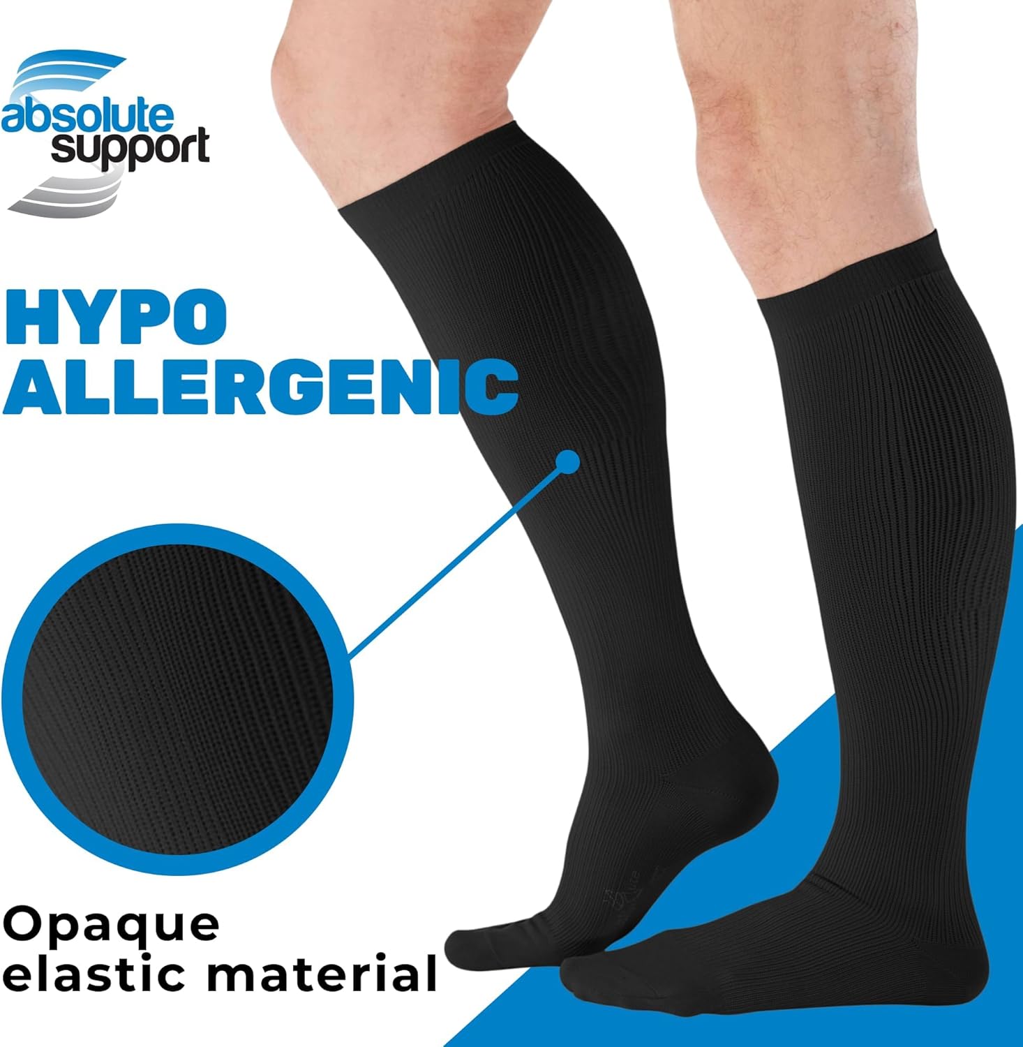 ABSOLUTE SUPPORT Made in USA Compression Socks for Men 20-30mmHg - Varicose Veins - A104 - Image 2