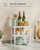 Vista 13 de SONGMICS Cabinet Organizer Shelf, Set of 4 Kitchen Counter Shelves, Kitchen Storage, Spice Rack, Stackable, Expandable, Metal and Engineered Wood