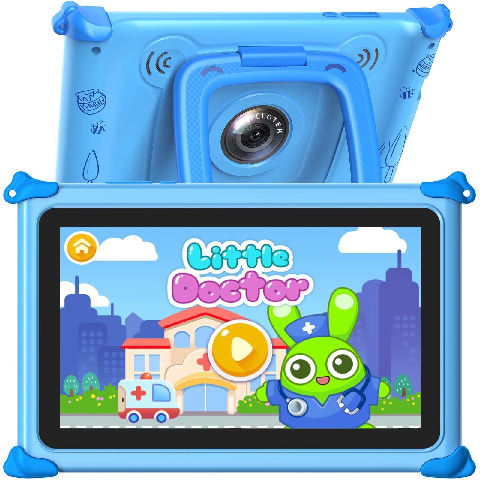 Kids Tablet 7IN Toddler Tablets for Kid, Android Childrens Tablet for Toddlers with Parental Control, Camera, Shockproof Case, Kids Educational App Learning Tablets for Boys Girls Ages 3-7 Years