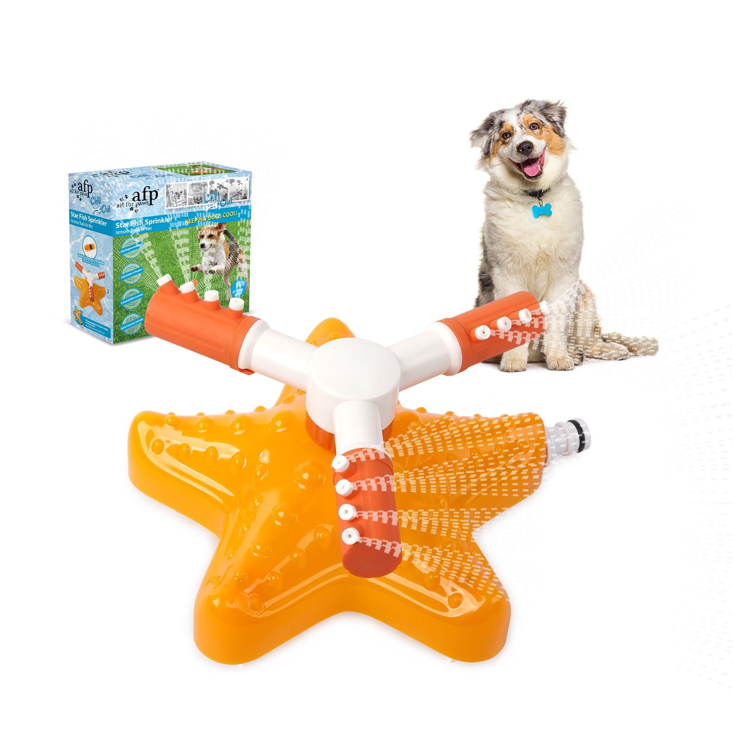 ALL for PAWS Dog Outdoor Water Sprinkler Toy Dog Water Fountains for Yard Outdoor Play 360° Rotating Dog Drinking Sprinkler