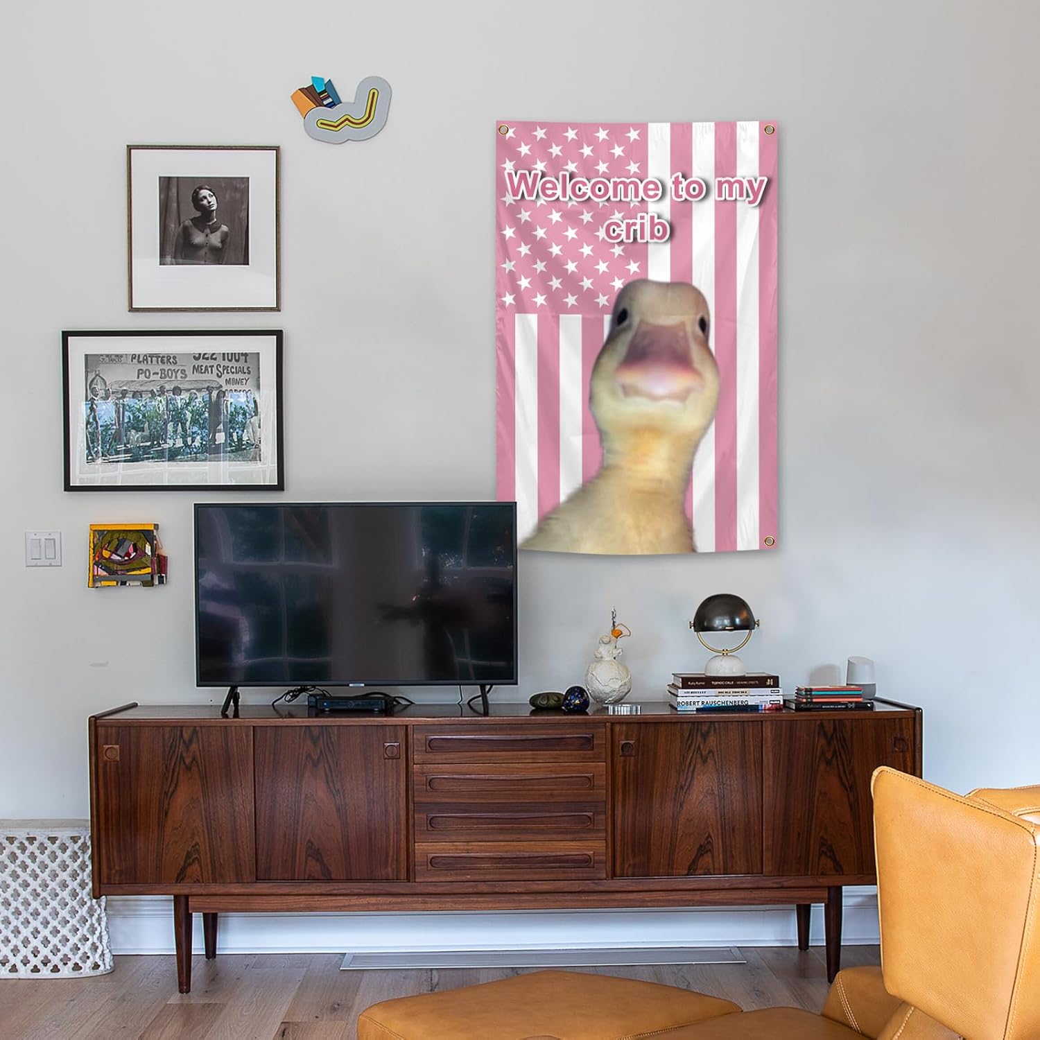 Welcome to My Crib Duck Flag Tapestry 2x3 Feet Funny Flag Room Decor Wall Banner Poster with Brass Grommets for Room, College Dorm, Parties and Outdoor - Image 3