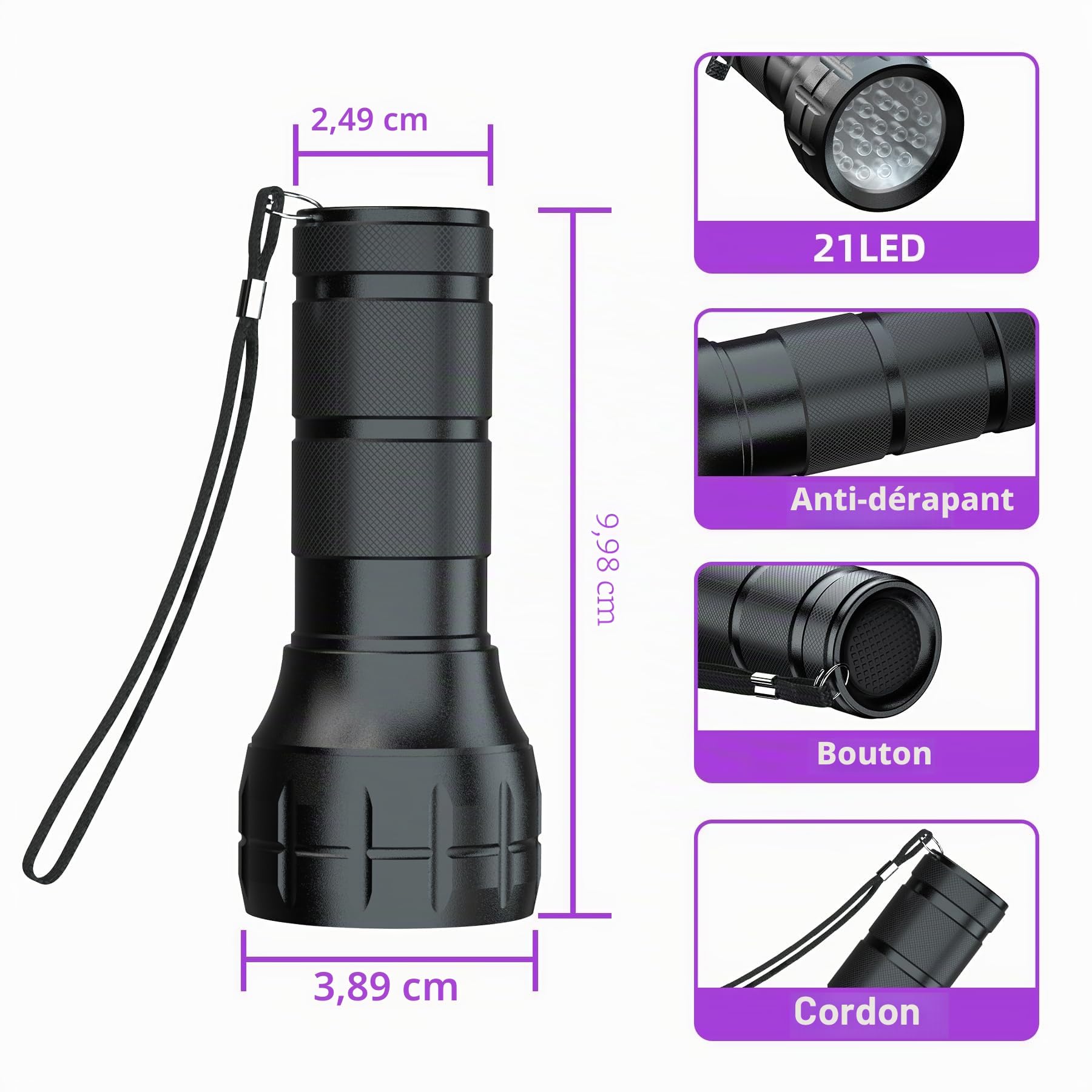 COSOOS Outil de détecteur de fuite de climatisation, Kit détecteur de fuite AC, Lumière UV pour détection de fuite de colorant UV AC, Détecteur de fuite de colorant d'huile avec lunettes de protection