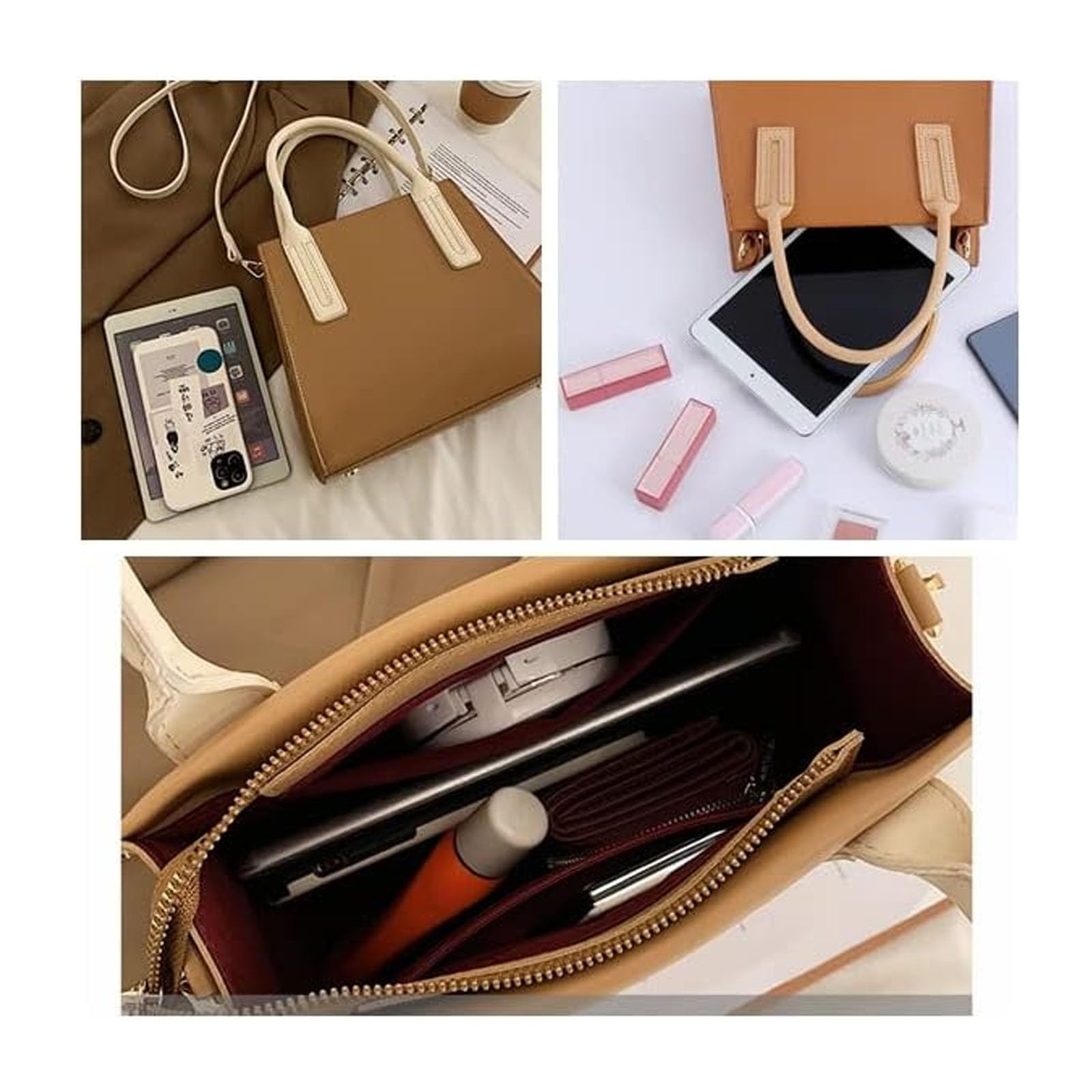 POPSEWING Leder-Handtaschen-Set für Damen mit Griffen oben, DIY-Umhängetasche mit Nähset, handgefertigtes Taschen-Set für Mutter, Freundin, Geburtstag, Weihnachten, Geschenk (schwarz)