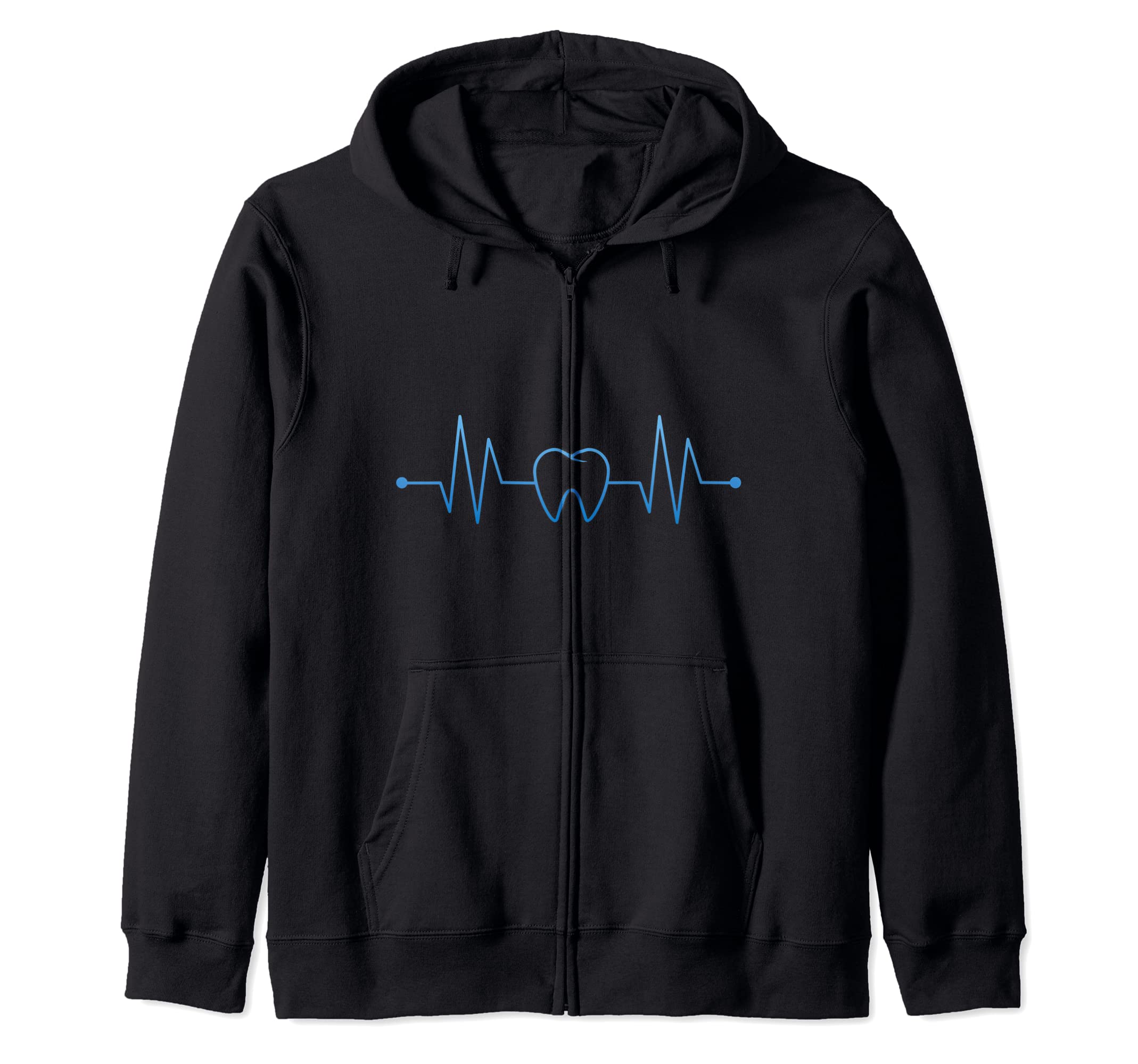 Heartbeat Teeth For Dental Hygienist Or Dental Assistant Zip Hoodie, Black