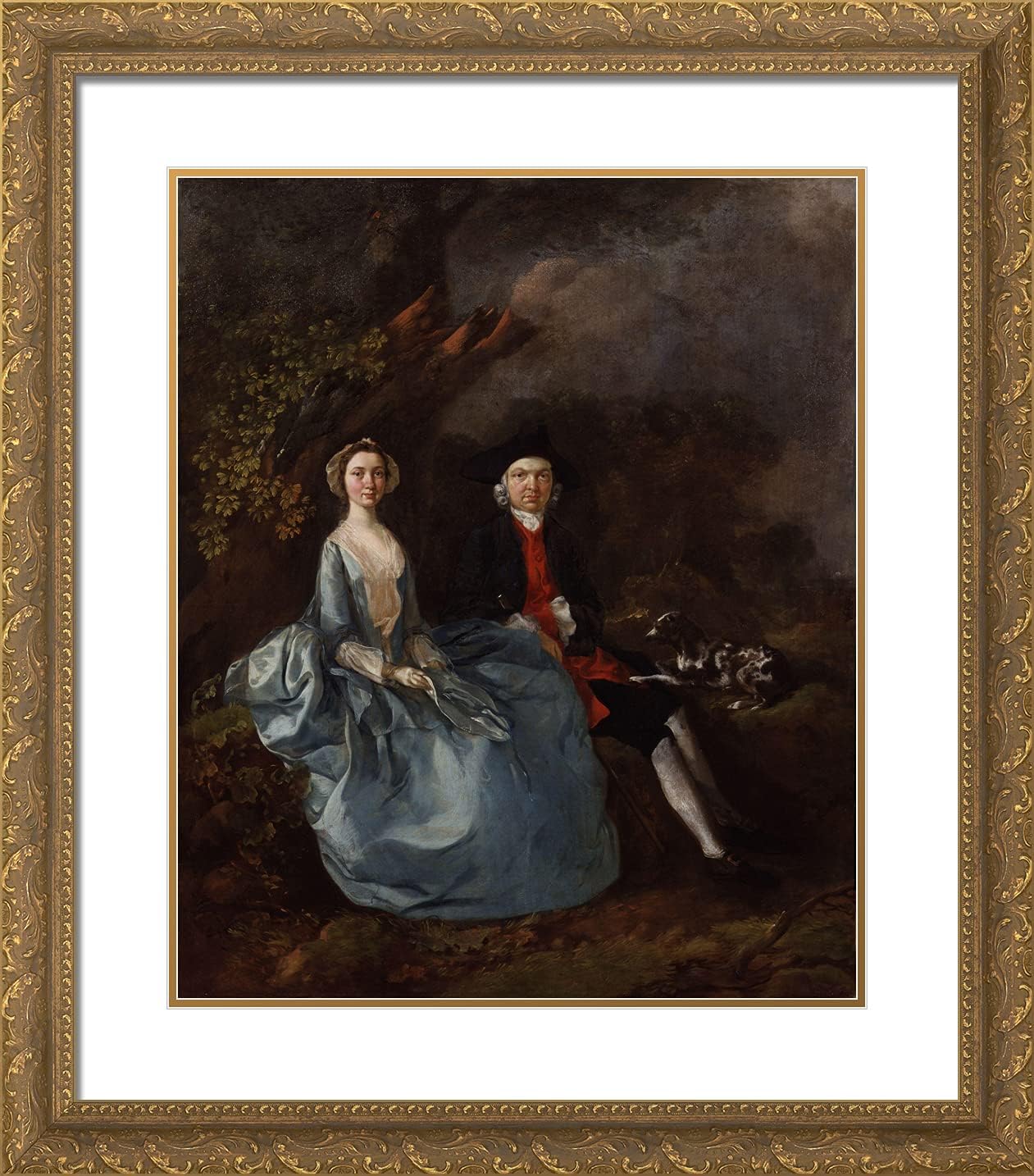 ArtDirect Gainsborough, Thomas 20x23 Gold Ornate Framed Art Print with Double Matting Titled: Portrait of Sarah and John Joshua Kirby
