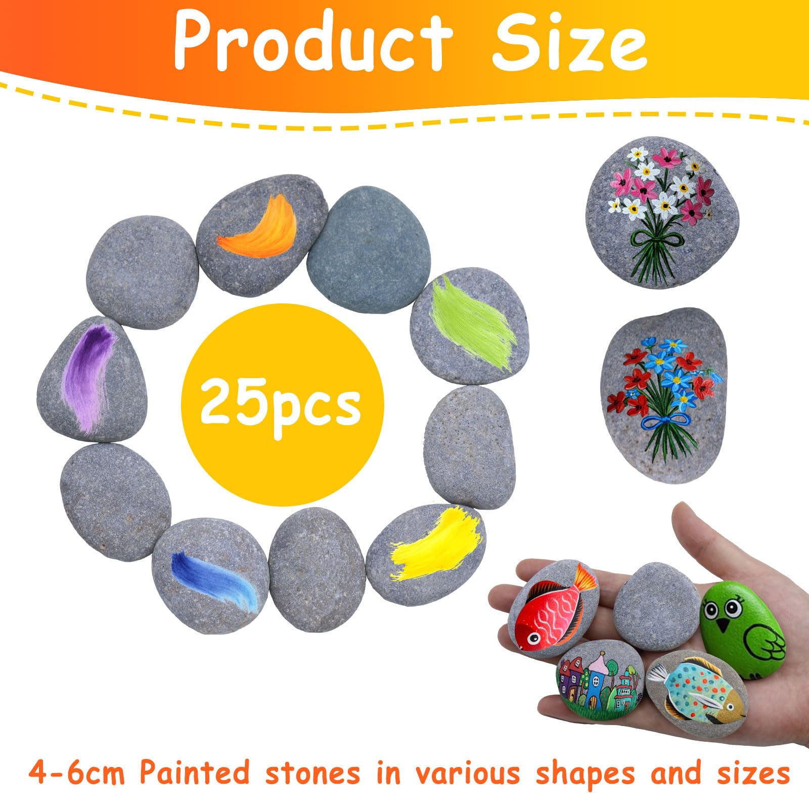25 Pièces Galets à Peindre, Dessin Créative Galets à Peindre, Pierres