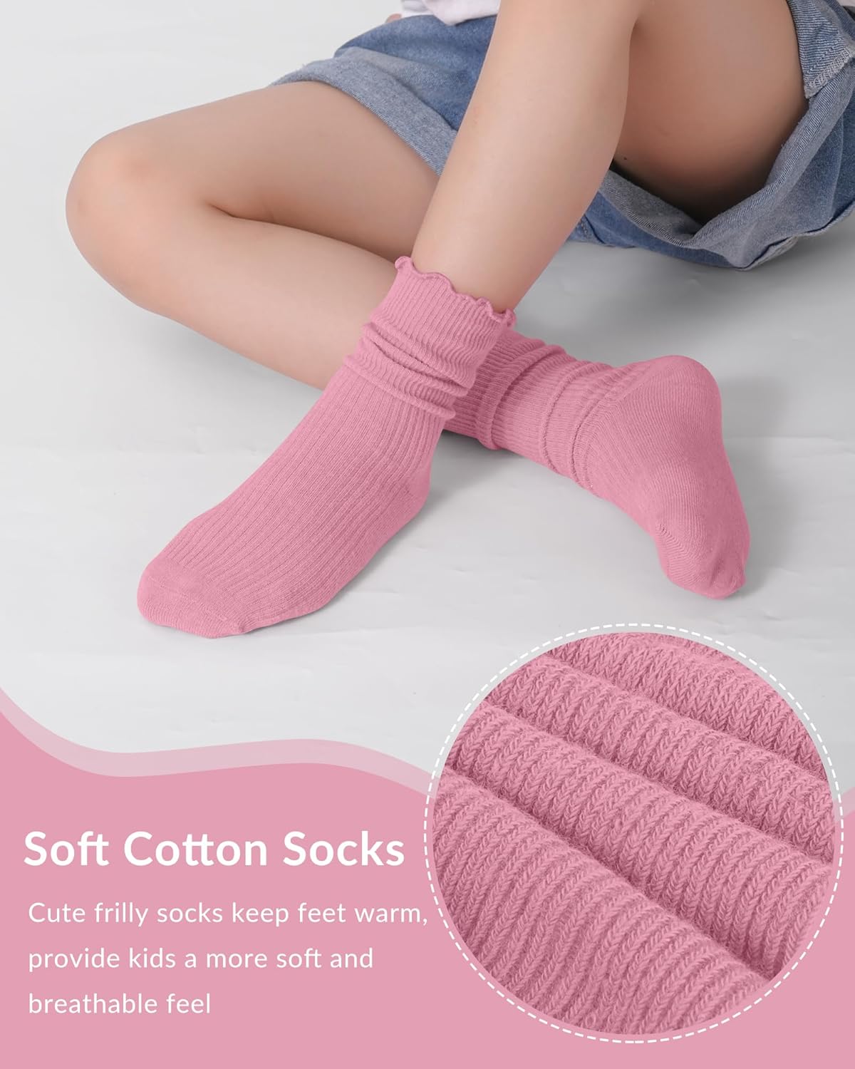 Witwot Ruffle Socks for Girls Kids Toddler Turn Cuff Dress School Uniform Sock - Image 4