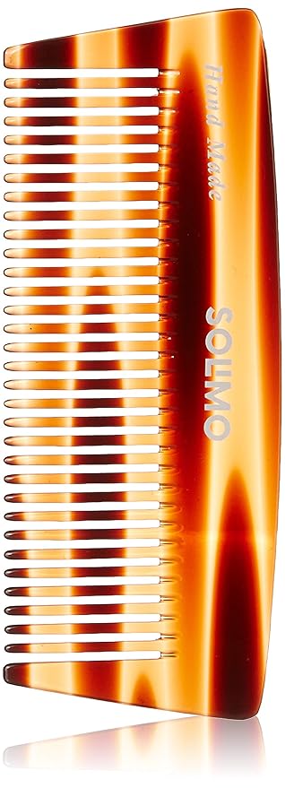 Amazon Brand - Solimo Handmade Turtle Shell Brown Small and Wide-Tooth Pocket Comb, 12 cm x 5 cm