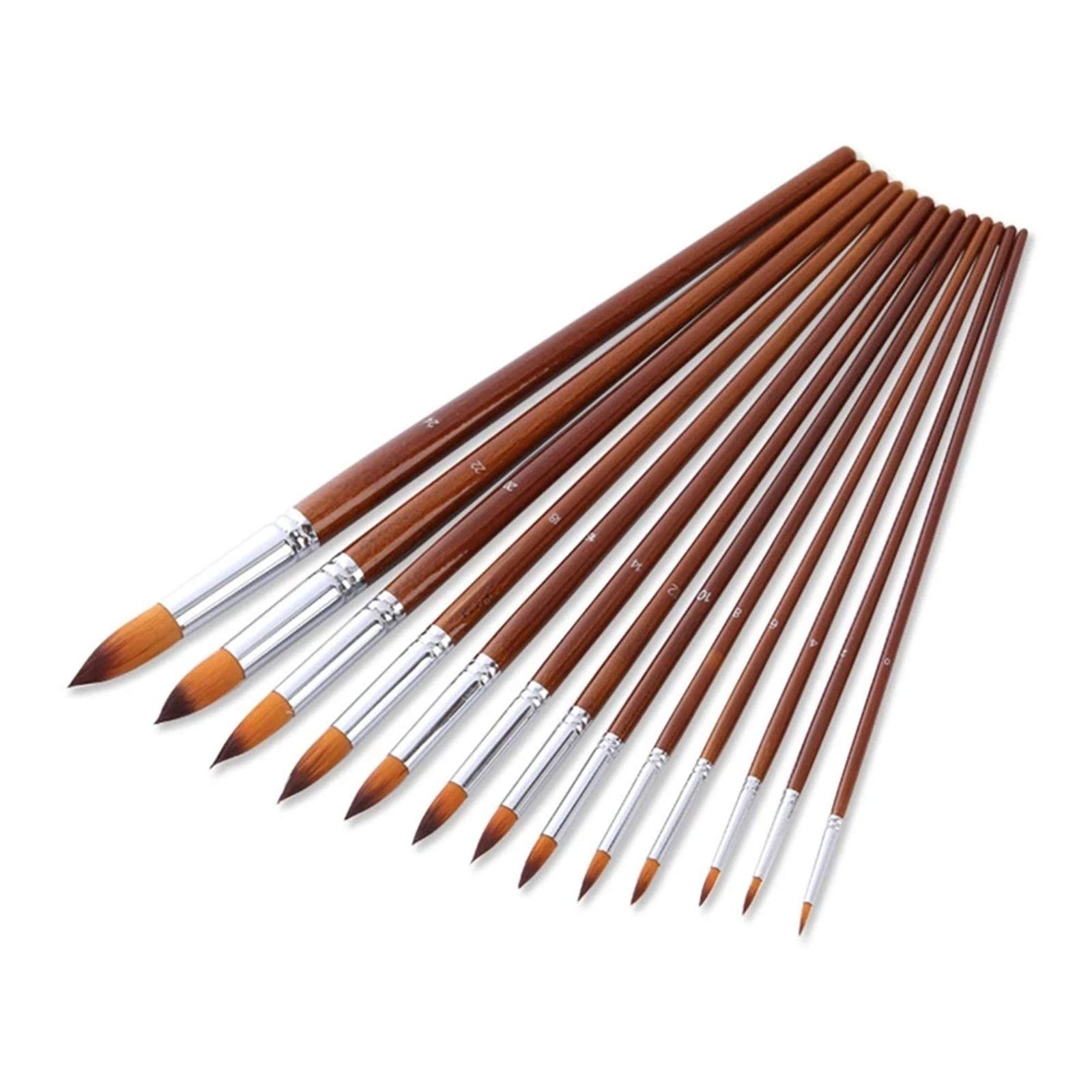 XBTGS Juego de 13 pinceles profesionales para pintura artística, mango largo de madera, pincel de nailon para acrílico, aceite, acuarela, marrón, tipo 1, marrón tipo 1