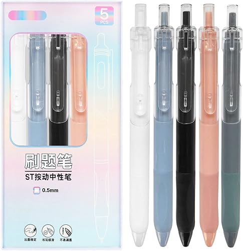 Miniatura 1 de LSLSHY Bolígrafos de gel de punta fina suaves para escritura de 0020in tinta negra 5 unidades