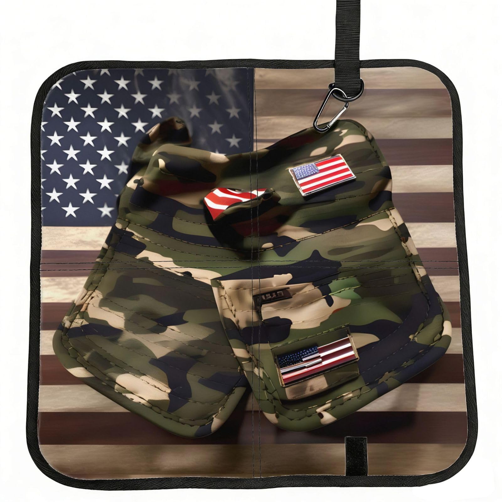 PPHGUT Camo American Flags Print Foldable Seat Cushion Waterproof Portable Chair Pad Travel Outdoor Picnic Camping