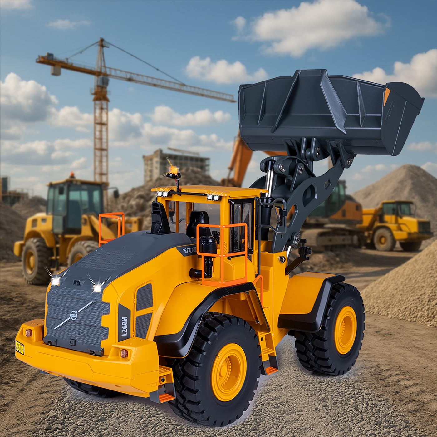 JAMARA 406302 Ładowarka kołowa Volvo L260H Metal 1:14 2,4 GHz – pojazd na plac budowy od 14 lat, zdalnie sterowany, zdalnie sterowany, zdalnie sterowany, zdalnie sterowany, zdalnie sterowany, zdalnie