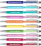 Funny Pens,12PCS Demotivational Sarcastic Negative Quotes Ballpoint Pen Snarky Office Pen Set for Writing with Stylus Tip Funny Gag Gifts for Women Men Friend, Black Ink 1mm(10)