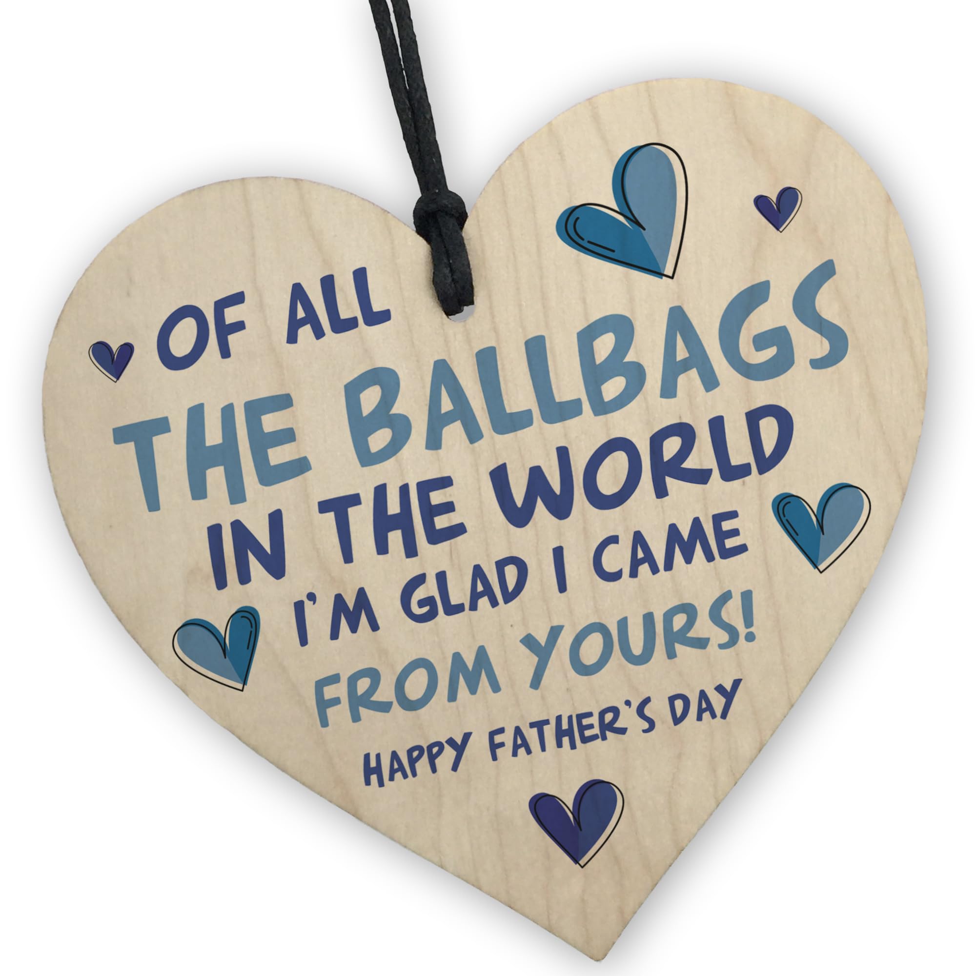 Red Ocean Funny Father's Day For Dad, Novelty Wooden Heart Hanging Plaque, Dad From Daughter Son, Joke Fathers Day For Him, Rude Dad