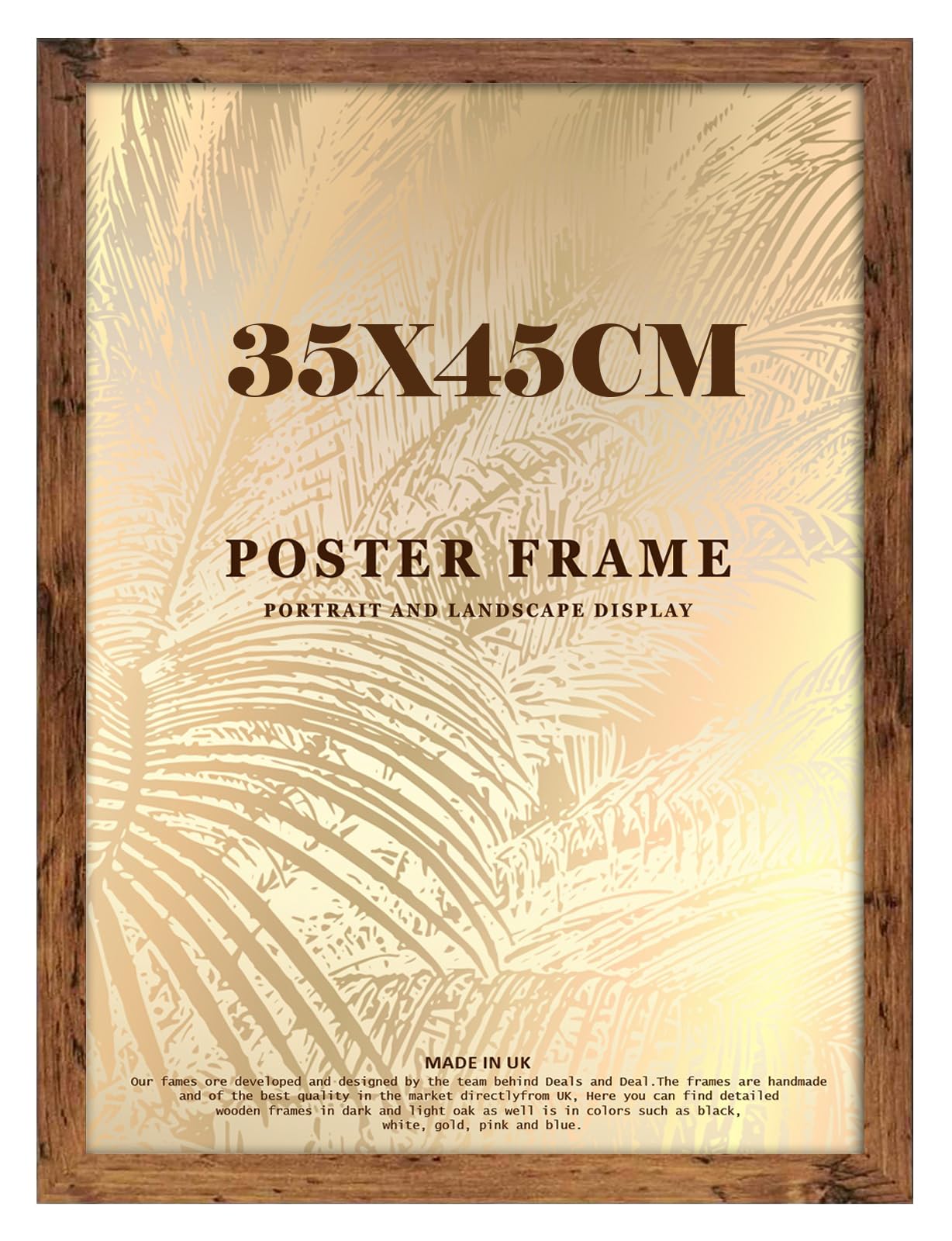 DEALS ON DEAL Minimalist Slim Profile Rustic Poster Frame 35x45cm MDF Picture Frame with Shatter-Proof Front for Jigsaw Puzzles Portrait/Landscape Ideal for Home & Office Décor