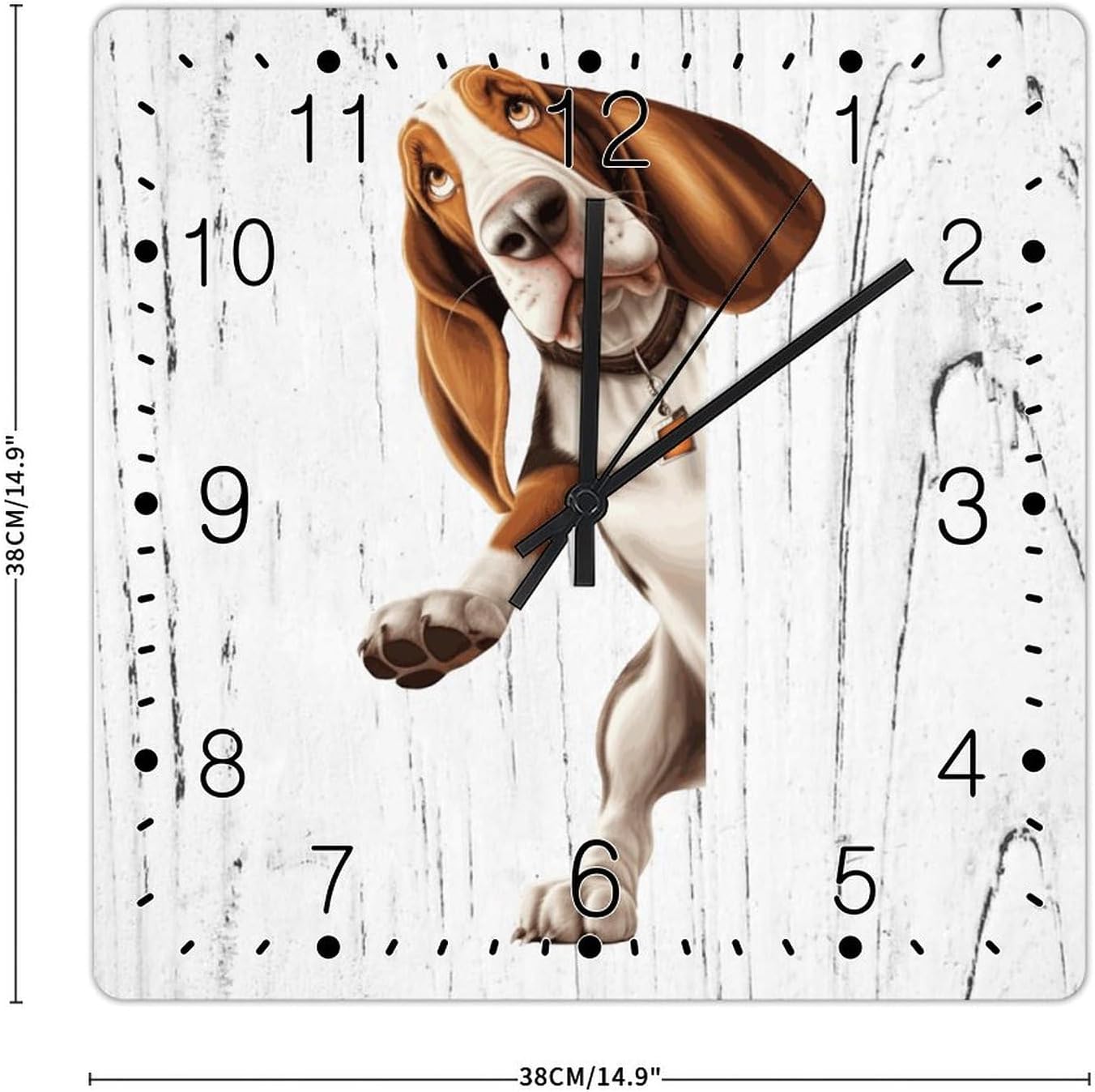 Beagle Dog Peeking ASquare Corner Clocks Beagle Art Clocks Battery Operated Square Wall Clock Gift for Dog Mom Wall Clock for Kitchen Bedroom Office 15x15in Birthday Gift to Dog Lover