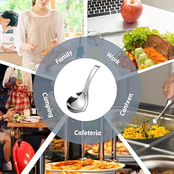 Suppenkelle Suppenkelle Suppenlöffel aus Edelstahl 304 mit Ausgießer kleiner Schöpflöffel Kochutensilien Schöpflöffel zum Servieren von Soßen aus Metall 2 Stück
