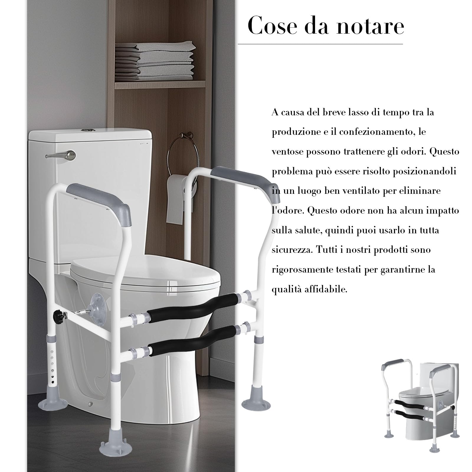 Maniglia per WC,Sostegno per Wc,Supporto WC per anziani,Telaio per WC per disabili e anziani, larghezza e altezza regolabile, adatta per diversi servizi igienici, facile da montare, aiuto per la cura