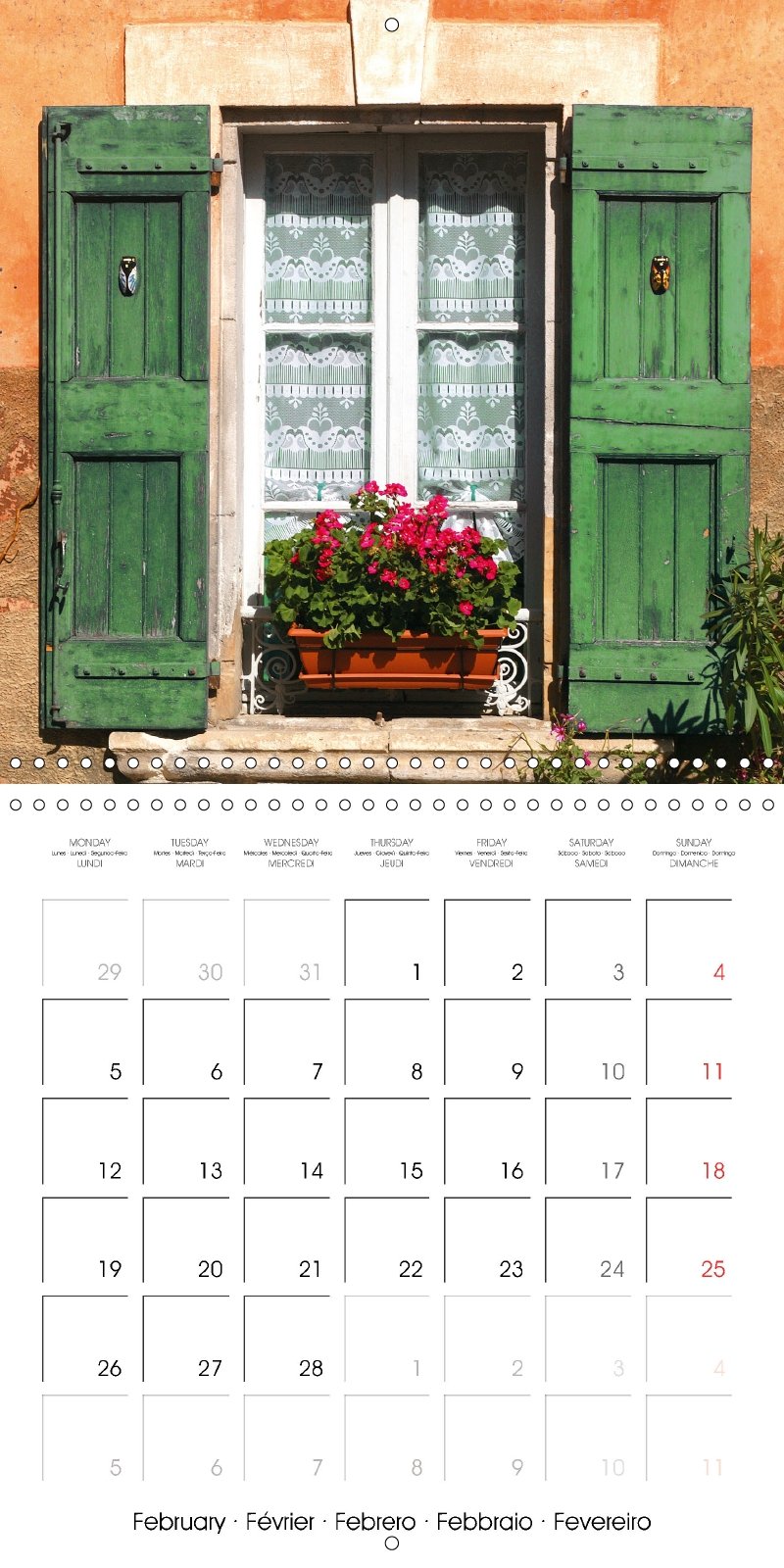 Fenetres de Provence calendario pared 2018 300 300 Mm Square