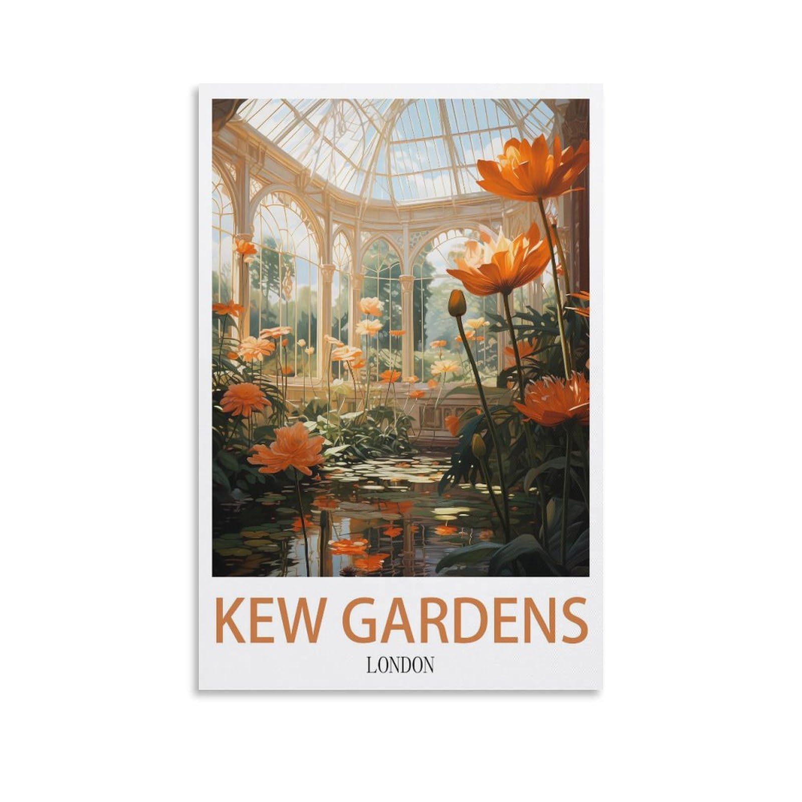 LCYNNH Kew Gardens London Vintage Travel Posters Landscape 20x30inch(50x75cm) Print Poster Home Bathroom Bedroom Office Living Room Decor Canvas Poster