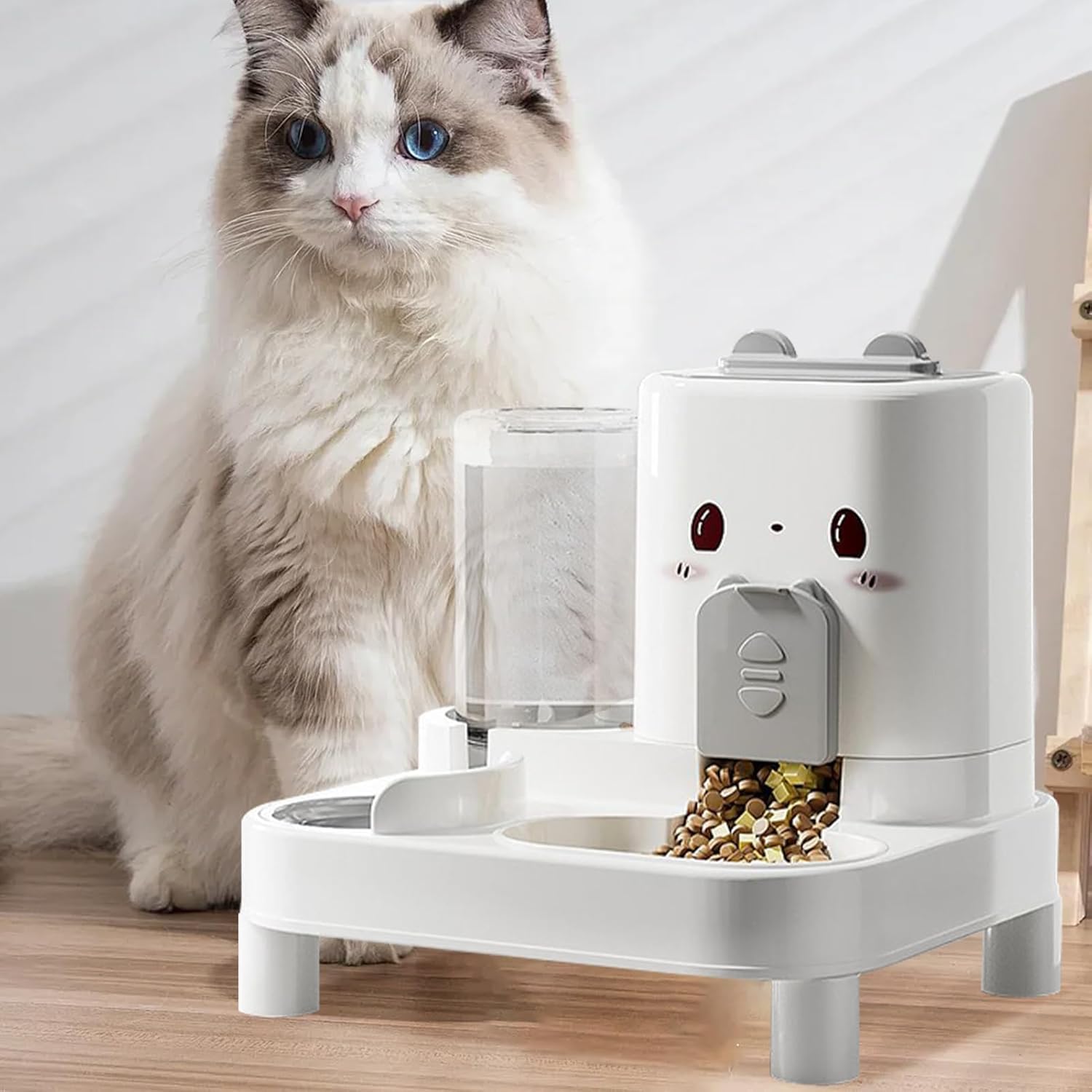 MEISO Distributeur Croquettes Chat, Distributeur de Croquettes 2 en 1 pour Chien, Abreuvoir et alimentateur Automatique, Distributeur Automatique d'aliments et d'eau Animaux de Compagnie de Petite