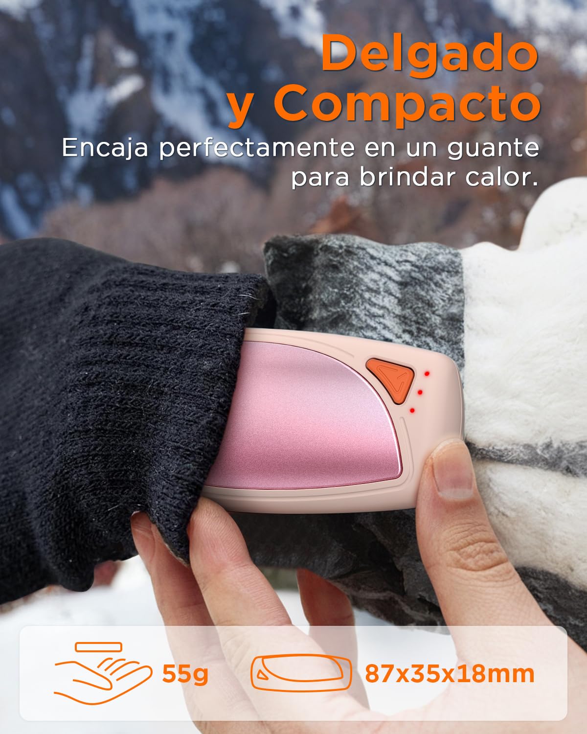 Lepwings Calentador de Manos Recargable 2 Piezas con Estuche Carga, 14000 mAh Calienta Manos de Bolsillo, Calentador Manos Electrico USB, Temperatura de Nivel 3, Regalos Invierno para Exterior