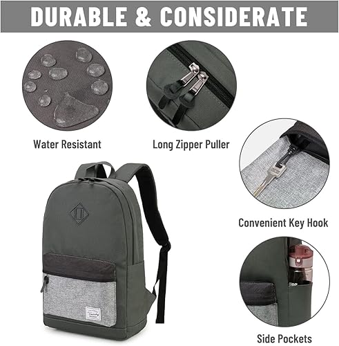 Miniatura 4 de VASCHY - Mochila escolar resistente al agua para hombres y mujeres, mochila informal para el trabajo, Gris, Mochilas Daypack