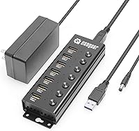 Vista 10 de USBGear Hub USB de 7 puertos 3.2 Gen 1 – Concentrador de datos supervelocidad montable con puertos USB para laptop, PC, escritorio y más, adaptador