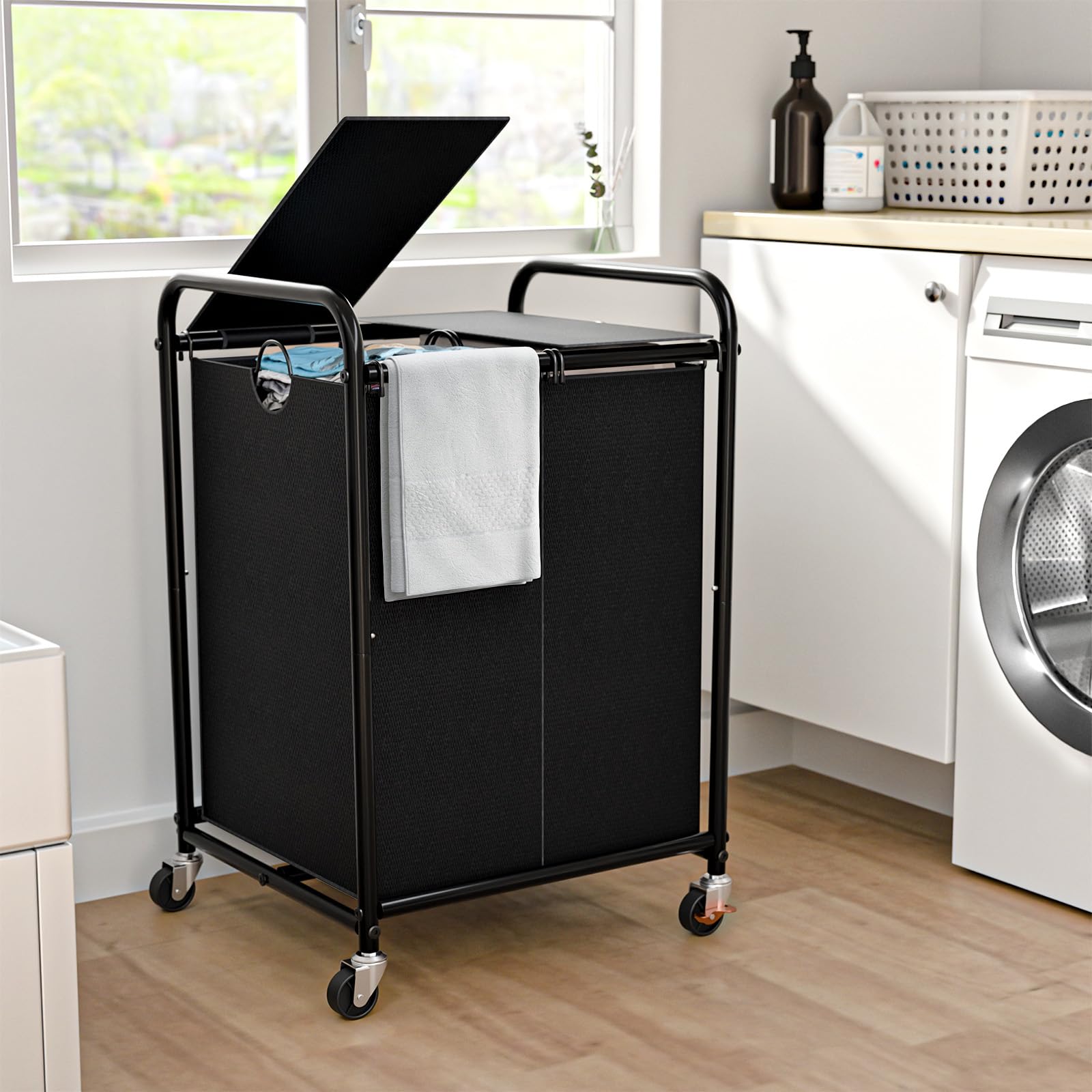 Olldide 120L Laundry Sorter with Wheels and Lid