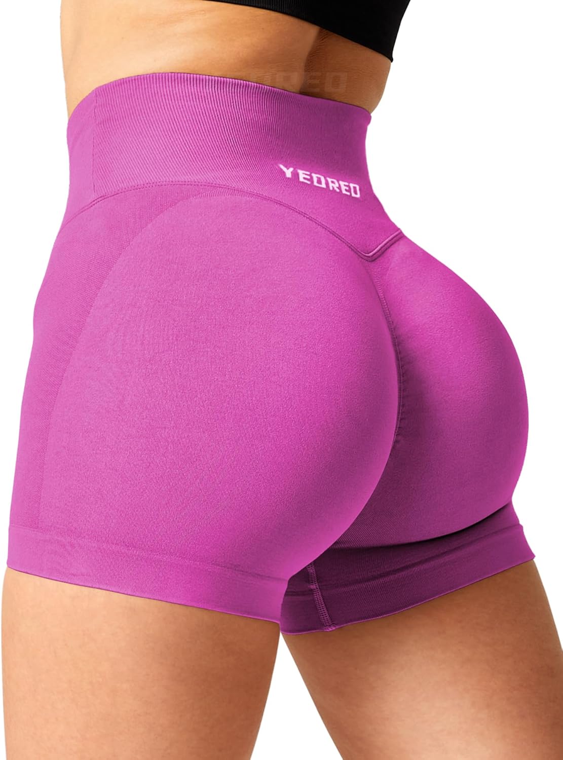 YEOREO Scrunch Butt Workout Shorts Women 3.5" Seamless V Cross Waist Sport Gym Amplify Shorts - Image 5
