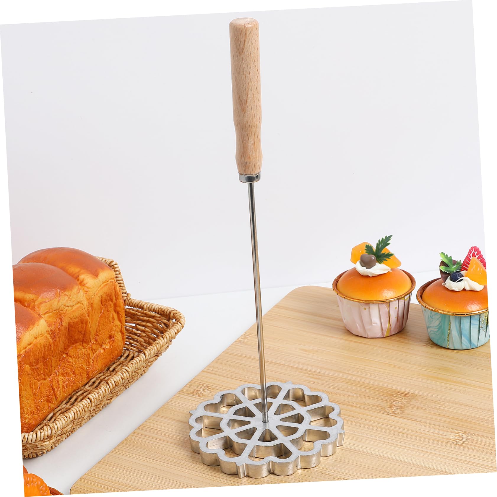 Mestolo da Cucina per Friggere Manico in Legno Leggero e Portatile, Utensile in Lega di Alluminio Argento per Ristoranti e Preparazione di Cibi Fritti