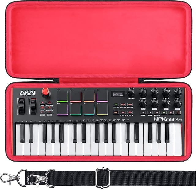co2CREA Duro Viajar Case for AKAI Professional MPK Mini Plus 37-klawiszowa klawiatura kontrolera MIDI USB (etui pojedyncze, Case Only)