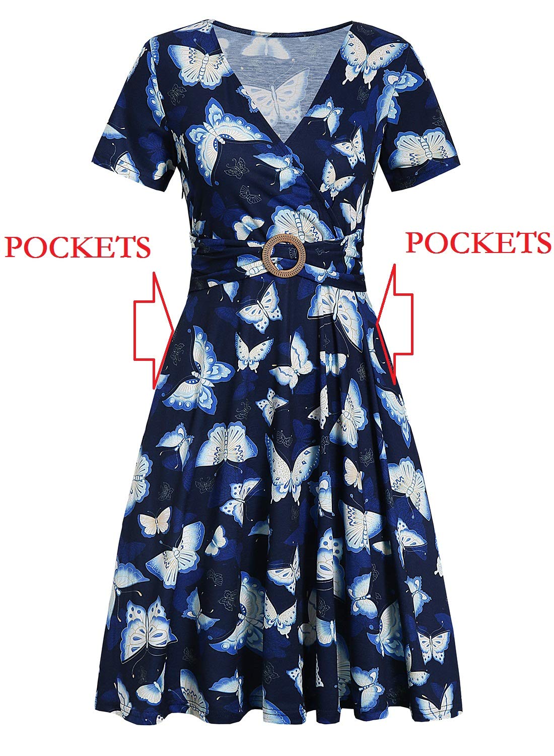 HELYO Swing Dress with Pockets Vestido Informal de Negocios Mujer