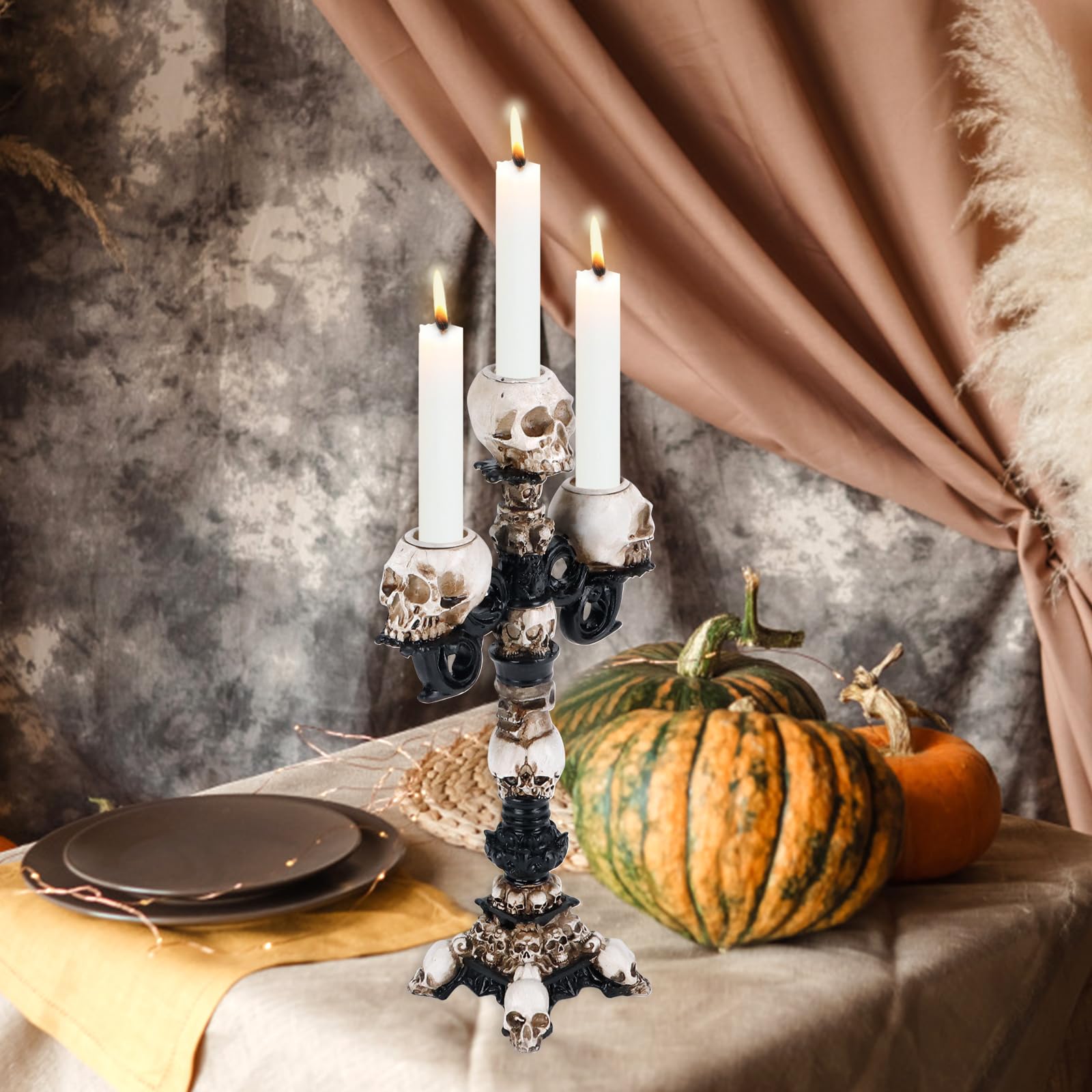 Amazon.co.jp: QLFJ-FurDec スカルキャンドルホルダー 樹脂製 ゴシック